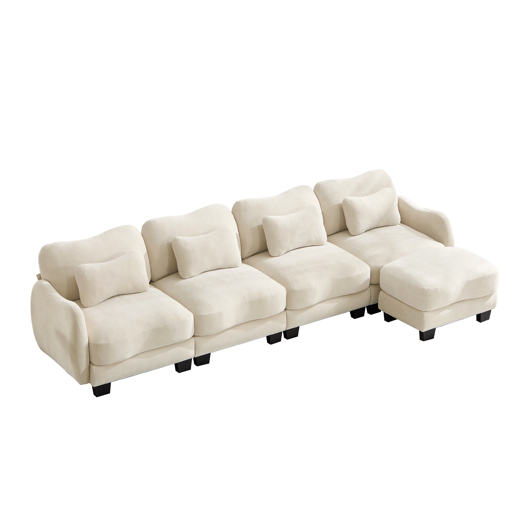 Rosedale beige sectional sofa showing three quarter view isolated on white background
