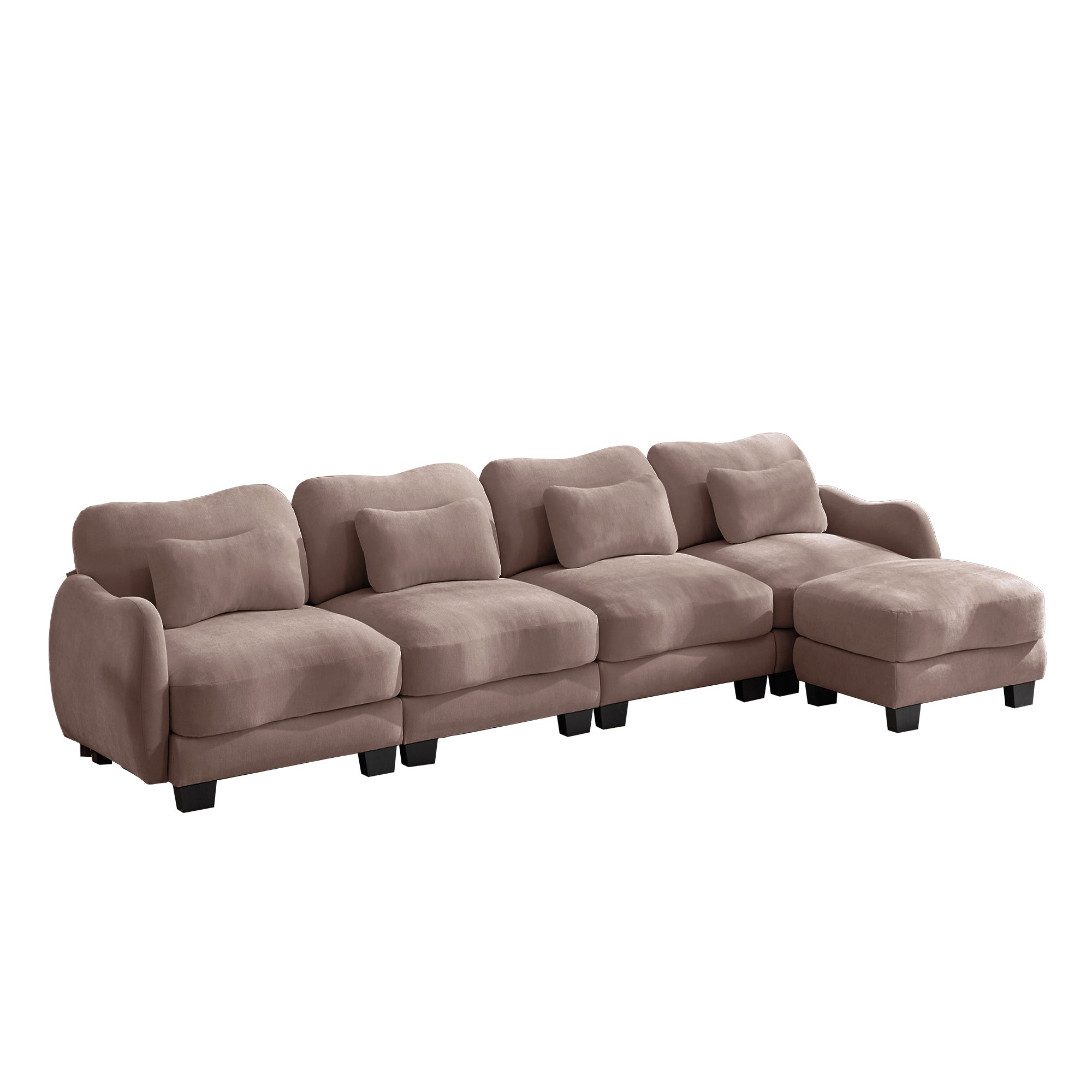 Rosedale brown gray sectional sofa showing angled front view isolated on white background