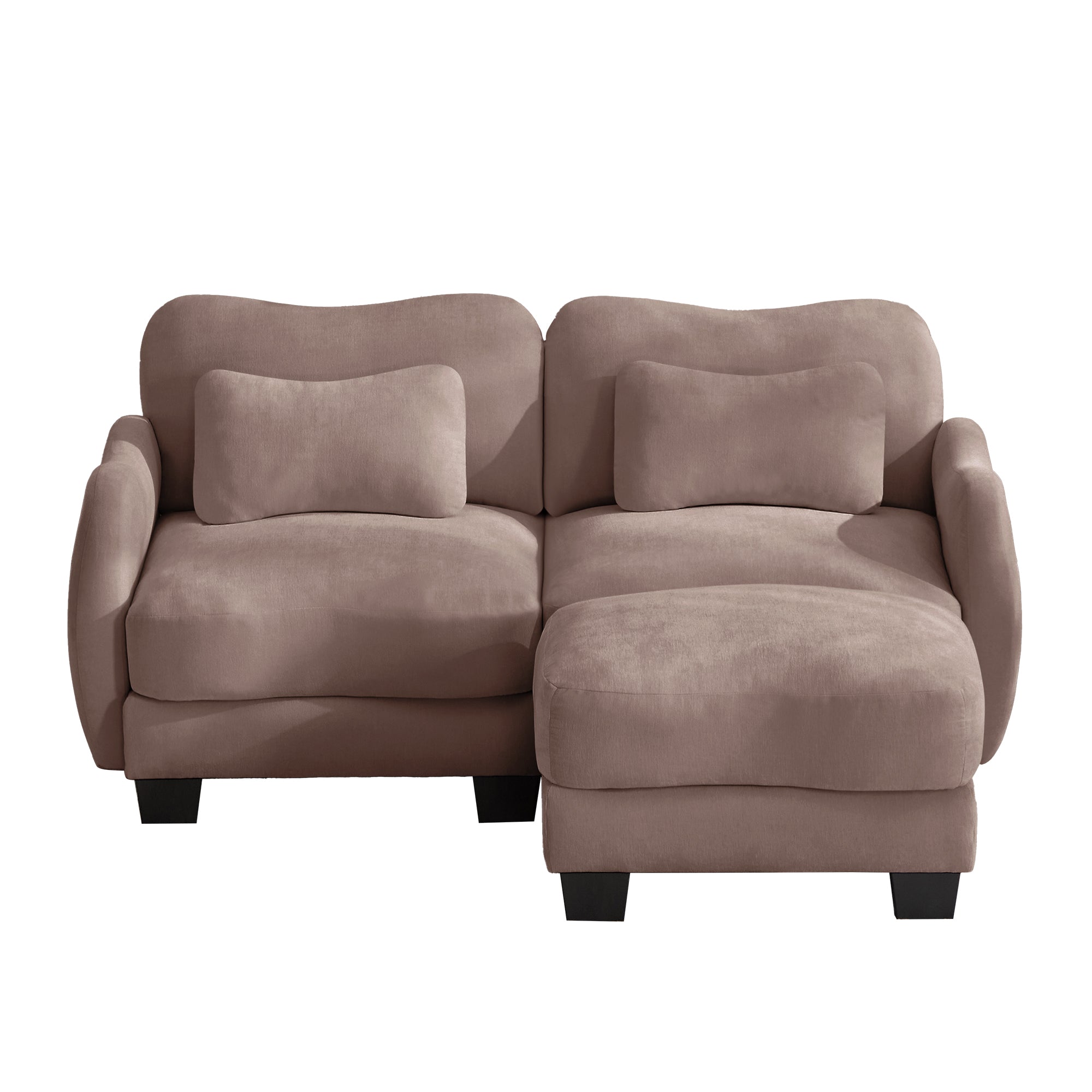 Rosedale brown gray sectional sofa showing a left-facing modular arrangement with ottoman on white background