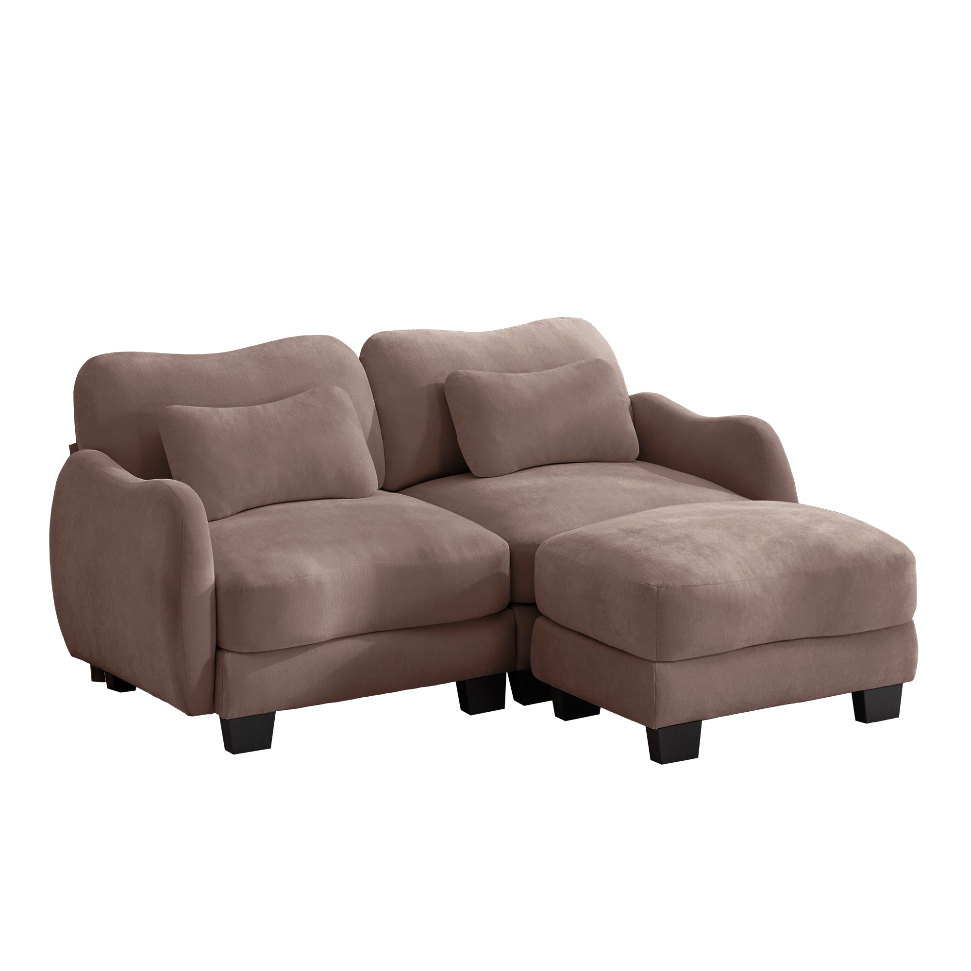 Rosedale brown gray sectional sofa showing a right-facing modular arrangement with ottoman on white background