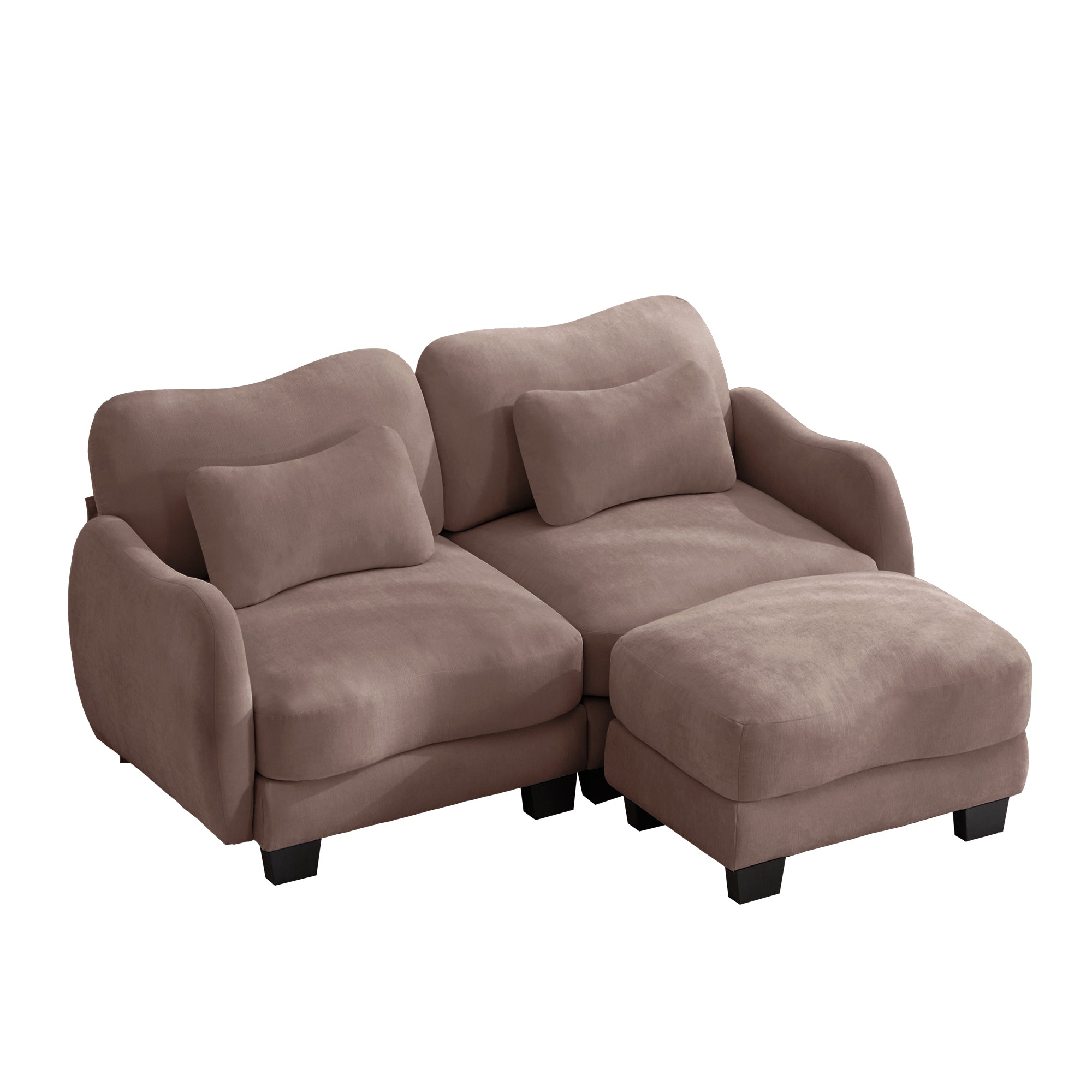 Rosedale brown gray sectional sofa showing a front view of the modular sofa with ottoman on white background