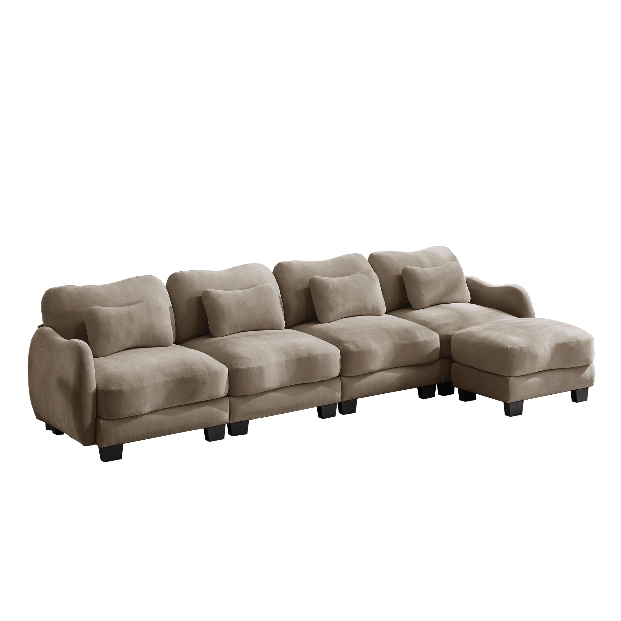 Rosedale brown sectional sofa showing angled front view isolated on white background