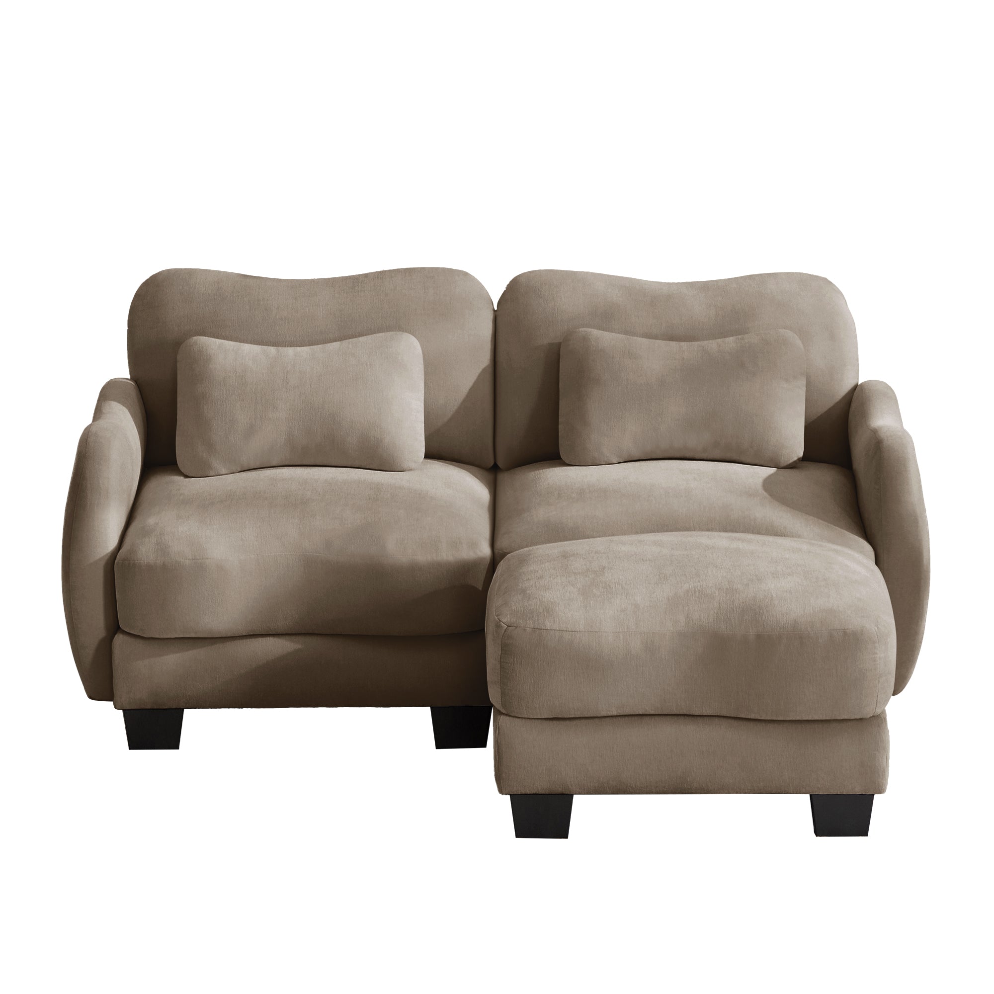 Rosedale brown sectional sofa showing a left-facing modular arrangement with ottoman on white background