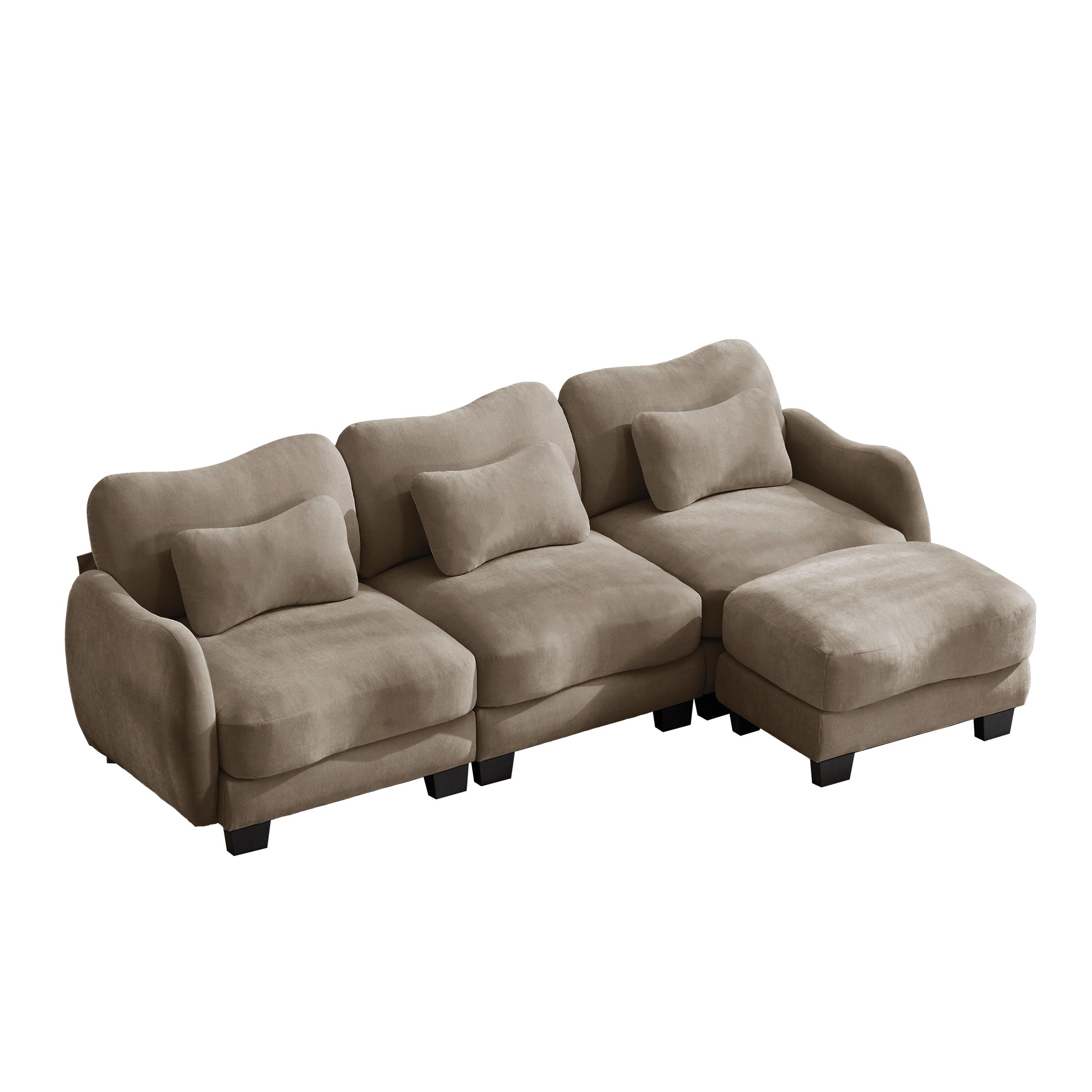 Rosedale brown sectional sofa showing a left-facing L-shaped modular arrangement with ottoman on white background