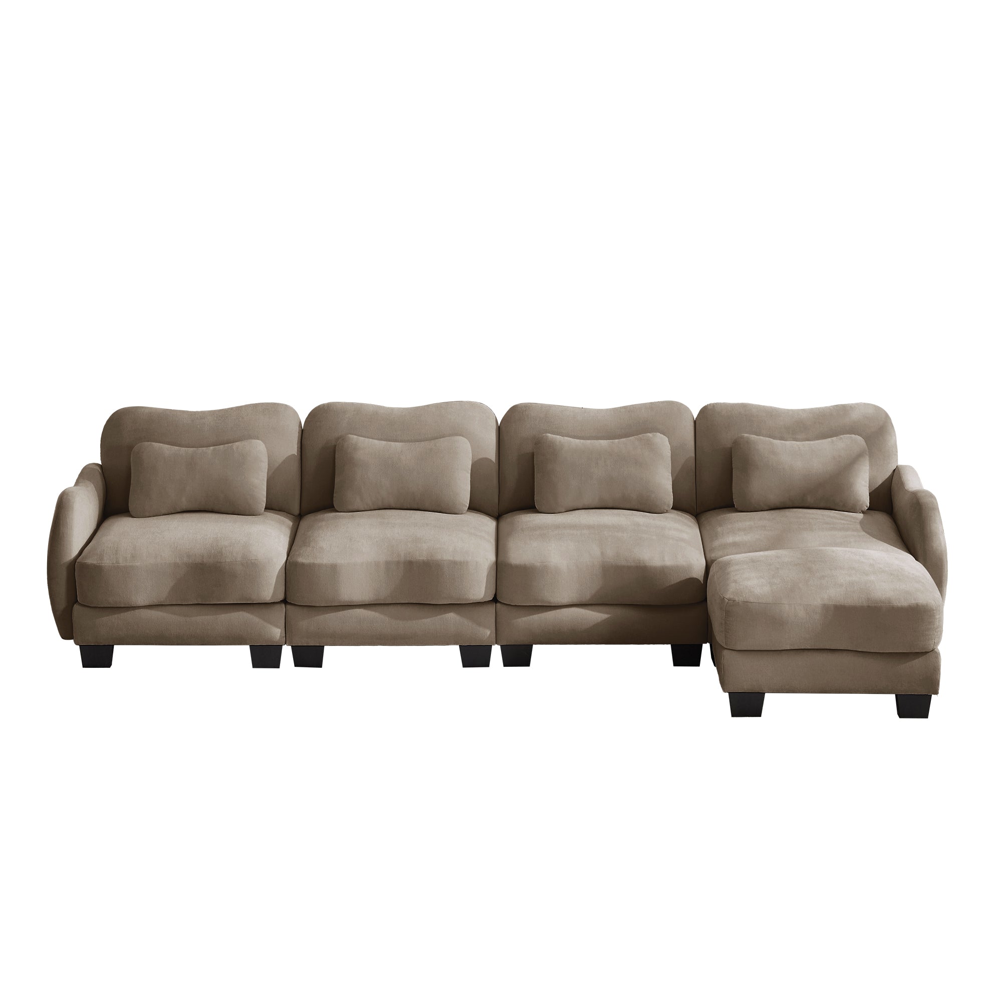 Rosedale brown sectional sofa showing front view isolated on white background