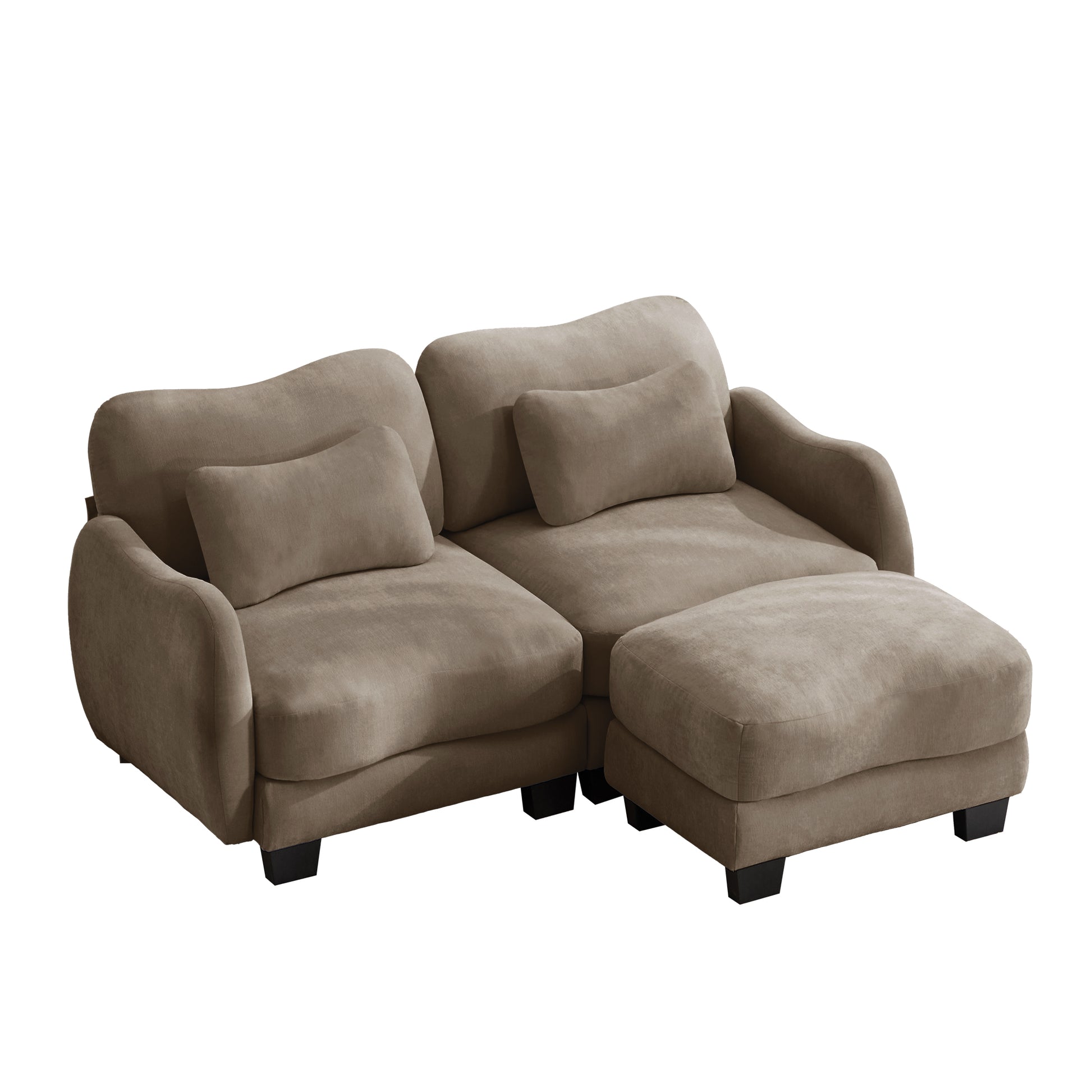 Rosedale brown sectional sofa showing a right-facing modular arrangement with ottoman on white background