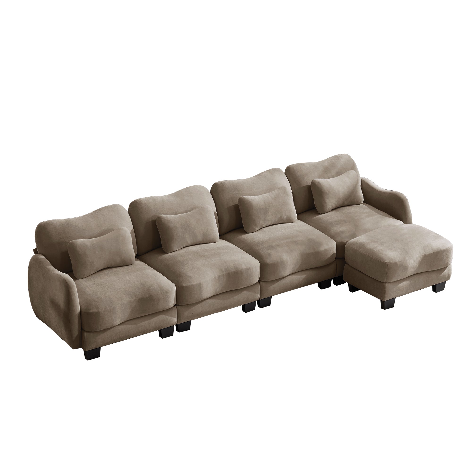Rosedale brown sectional sofa showing three quarter view isolated on white background