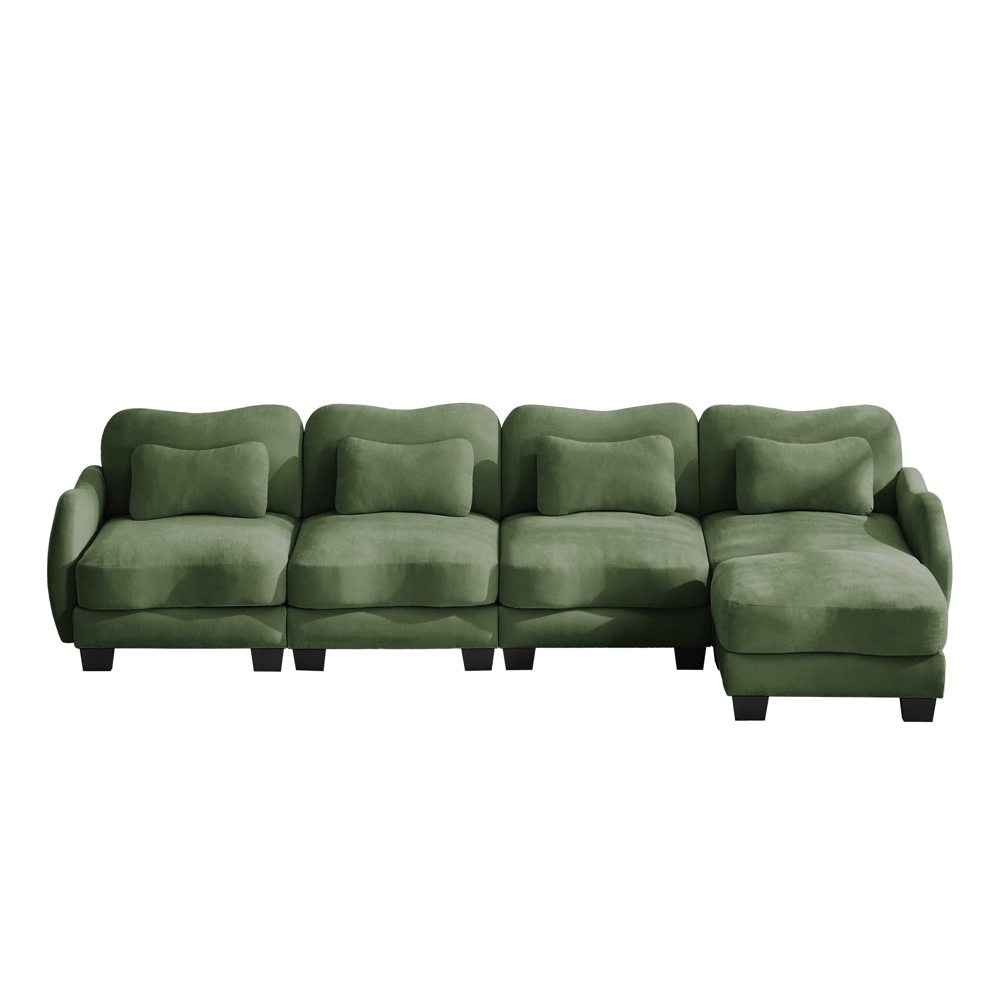 Rosedale green sectional sofa showing angled front view isolated on white background