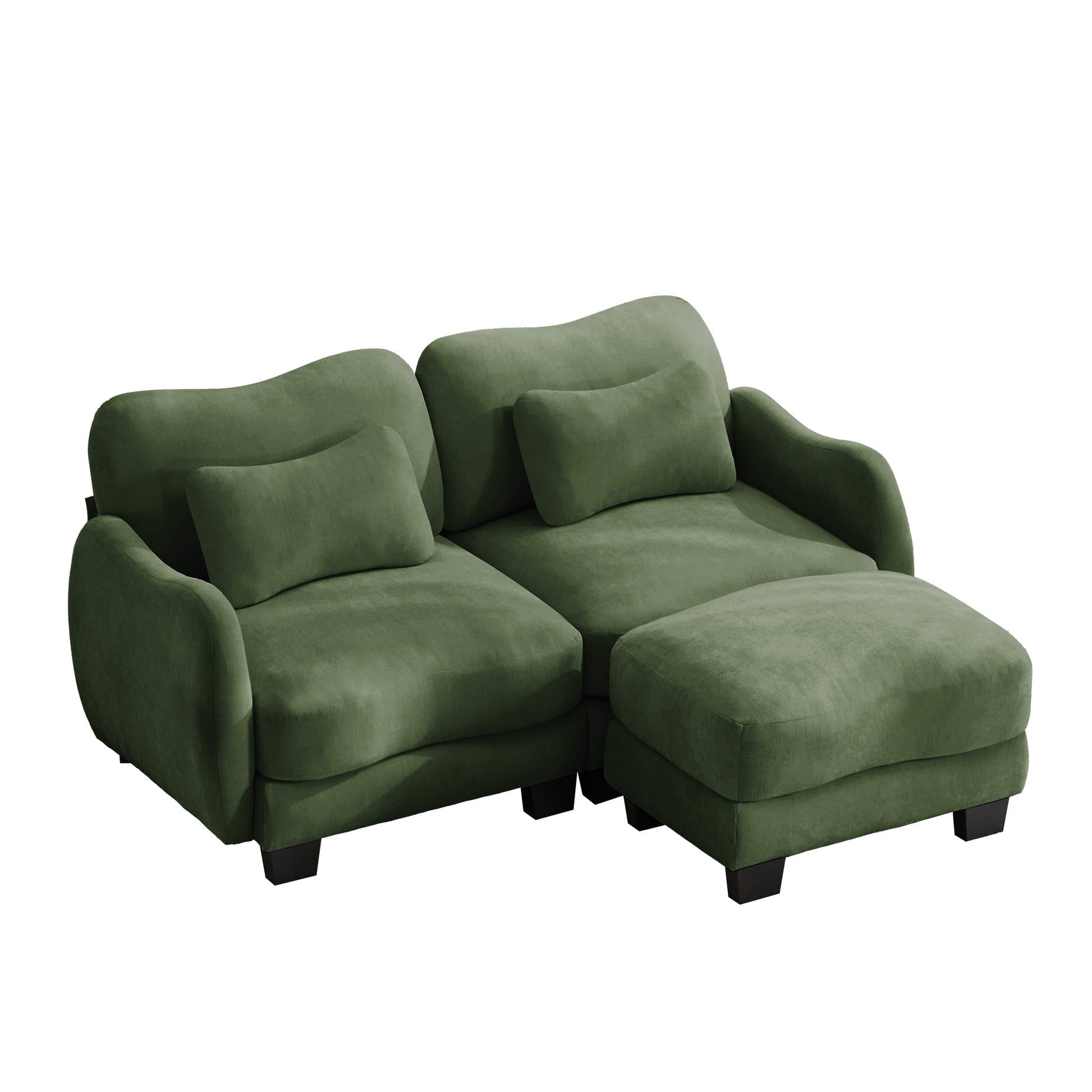 Rosedale green sectional sofa showing a right-facing modular arrangement with ottoman on white background