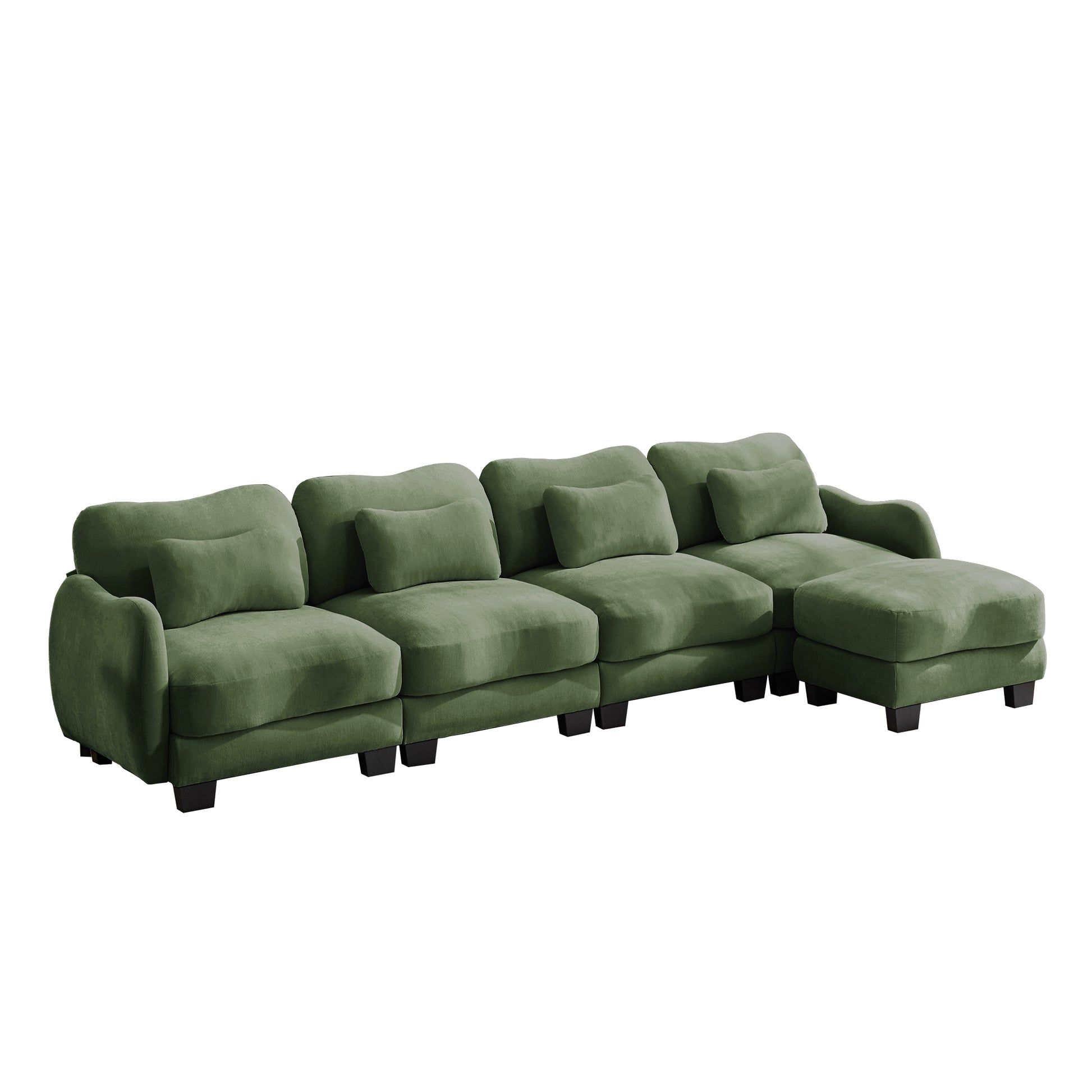 Rosedale green sectional sofa showing front view isolated on white background
