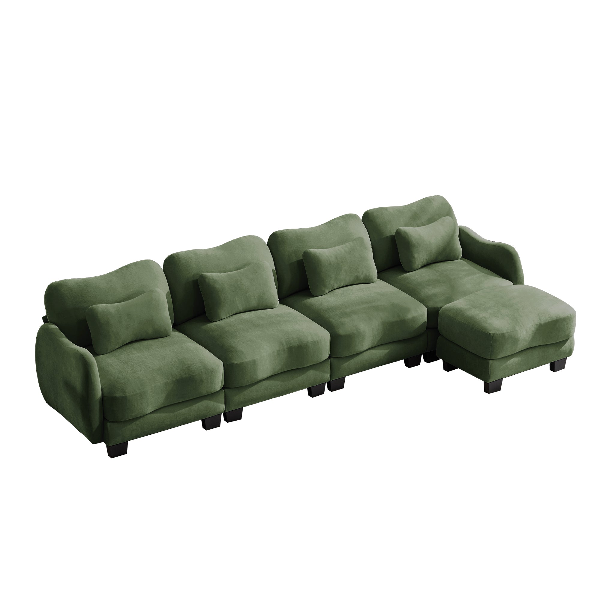 Rosedale green sectional sofa showing three quarter view isolated on white background