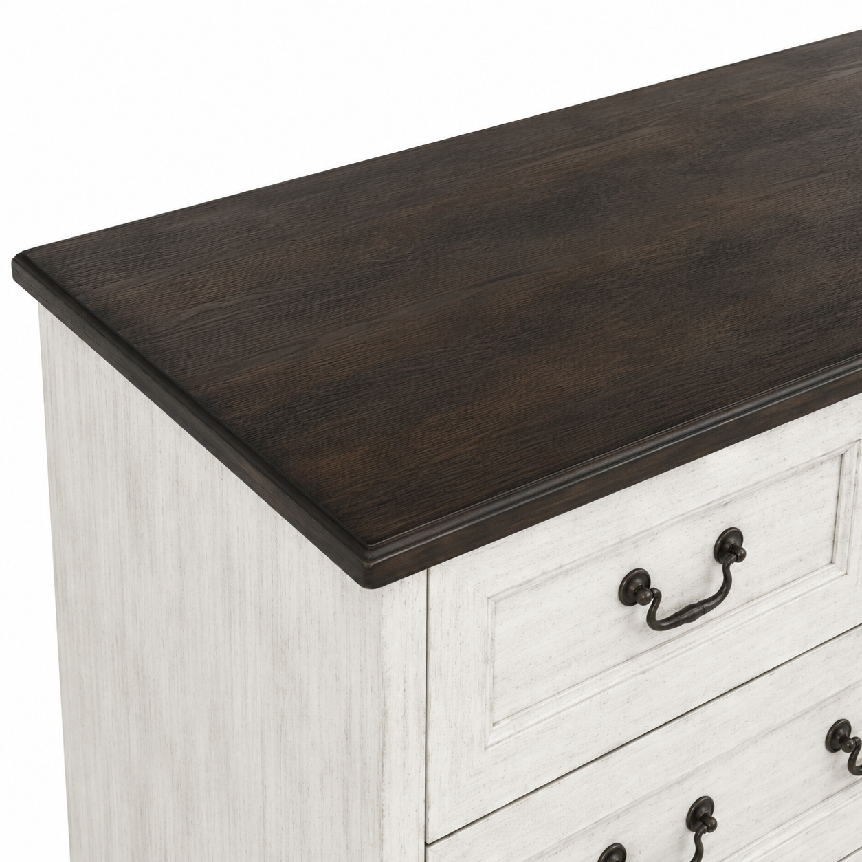 Roseline 55" Farmhouse 9-Drawer Dresser with Antique Brass Handles