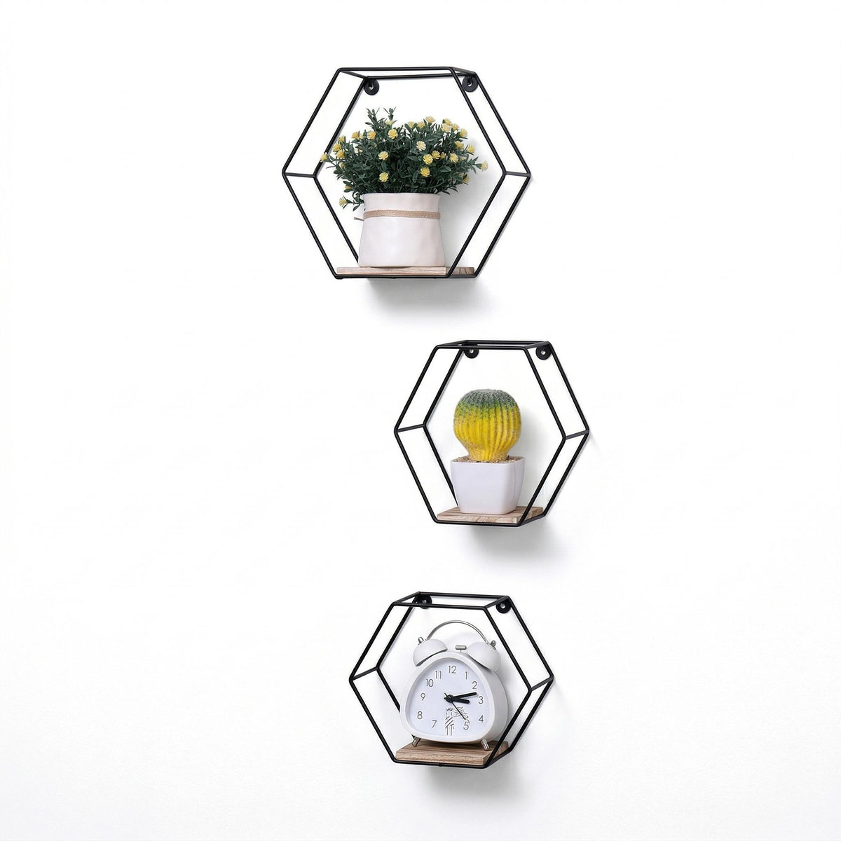 Sage natural floating shelves showing a vertical arrangement isolated on white background