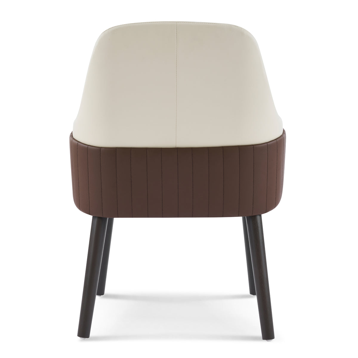 Saimaa brown dining chair rear view showing two-tone upholstered back on white background
