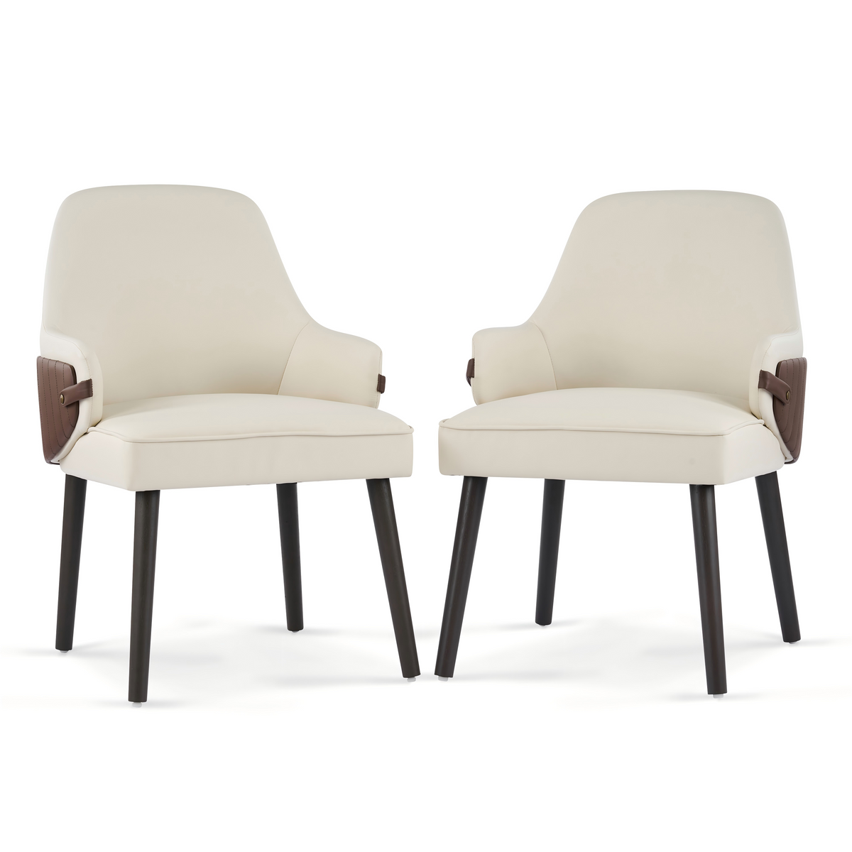 Saimaa brown upholstered dining chairs set of two front view on white background