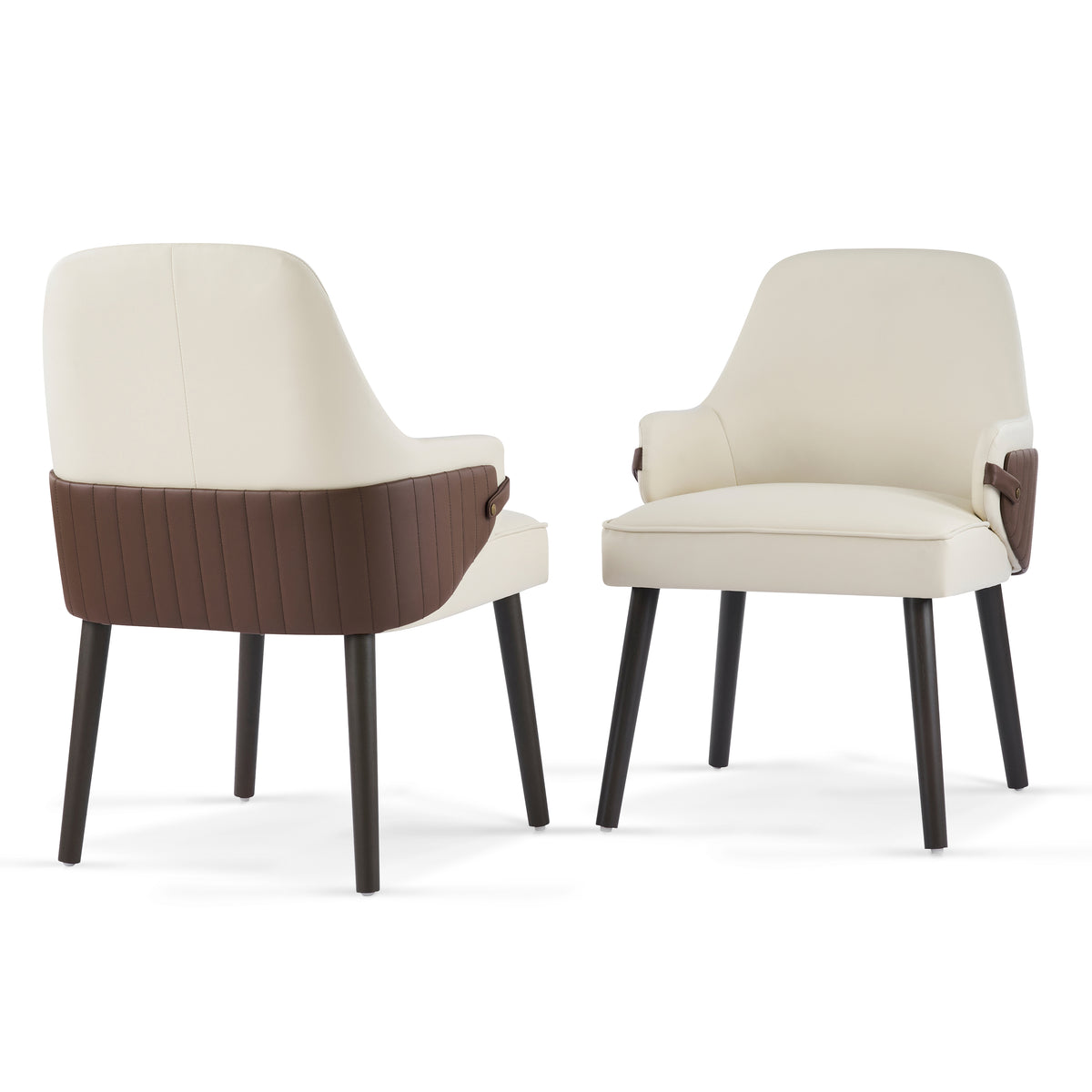 Saimaa brown upholstered dining chairs set of two front view on white background