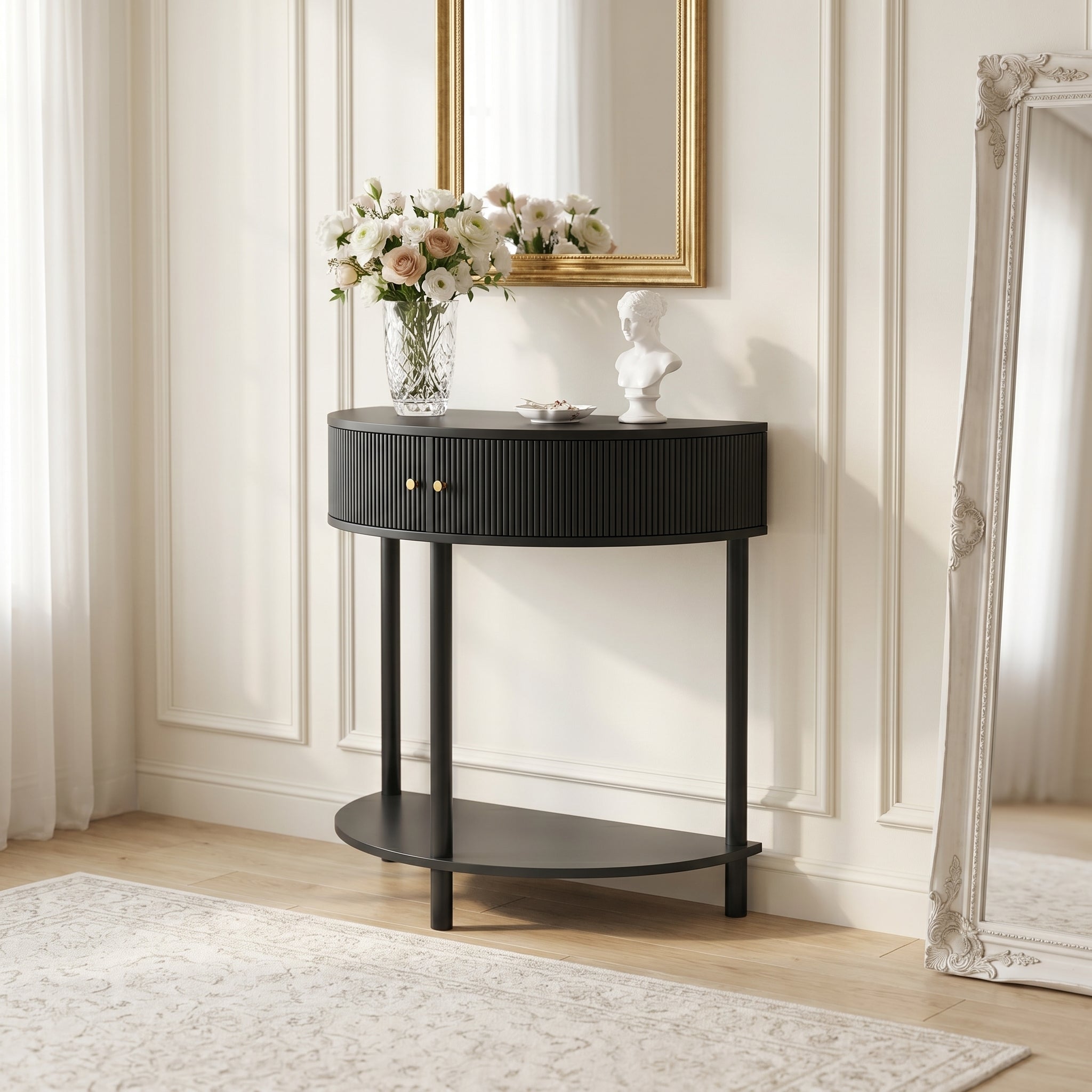 Saint dark grey console table showing modern hallway setting