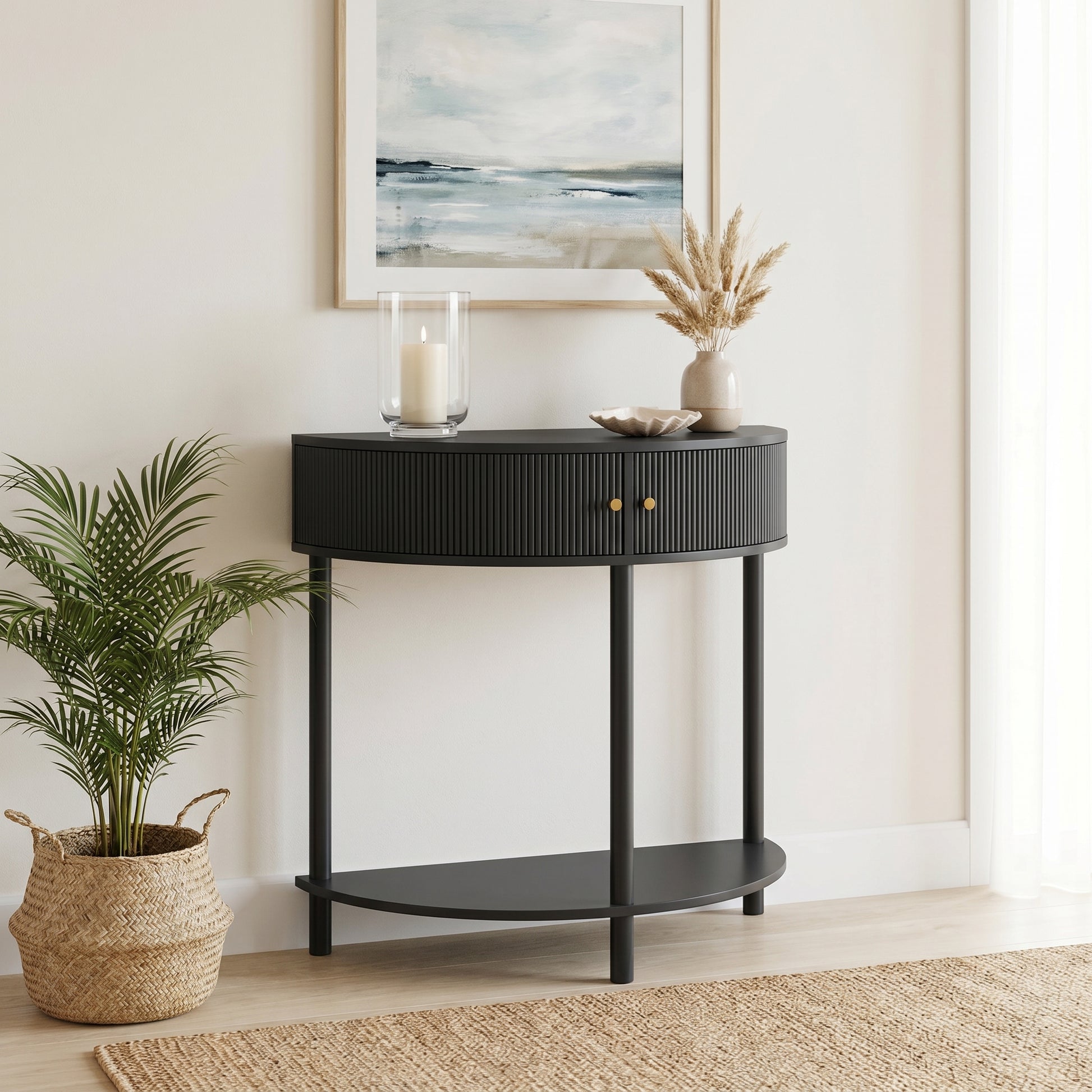 Saint dark grey console table showing elegant entryway decor