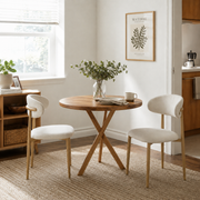 Sava Mid-Century Linen Dining Chairs with Curved Backrest Set of 2