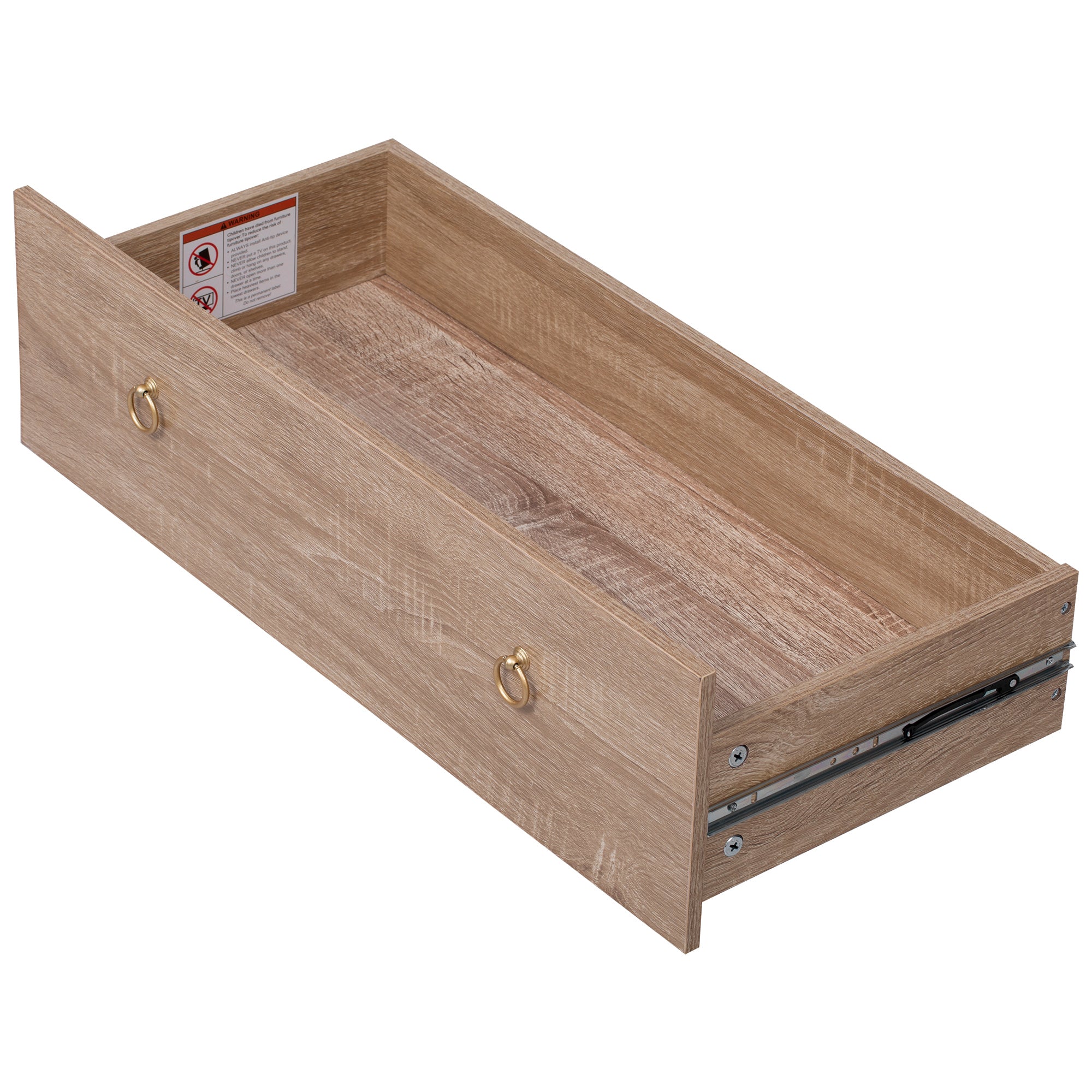 Savoy natural wood pantry cabinet drawer detail with smooth metal slides and ring pull hardware for concealed kitchen storage
