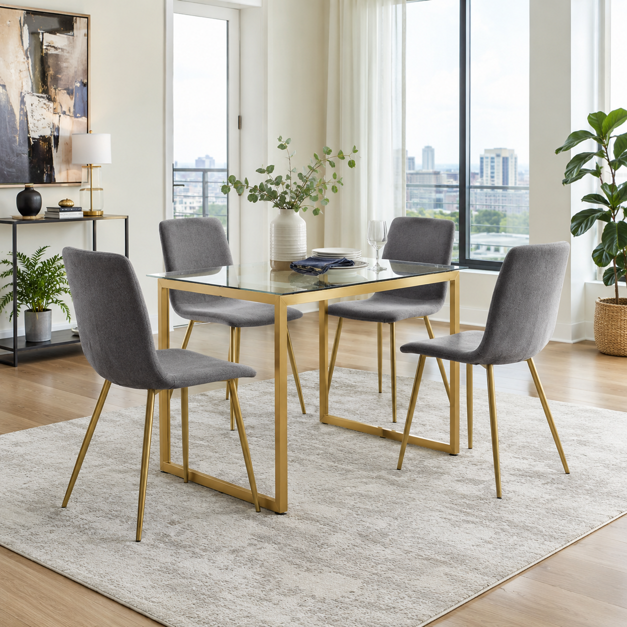 Scargill dark grey dining chair showing lifestyle view around dining table