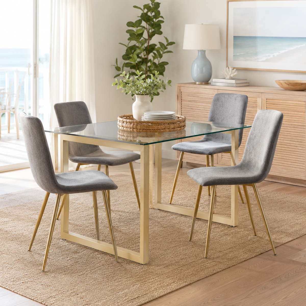 Scargill dark grey dining chair showing lifestyle view with dining set