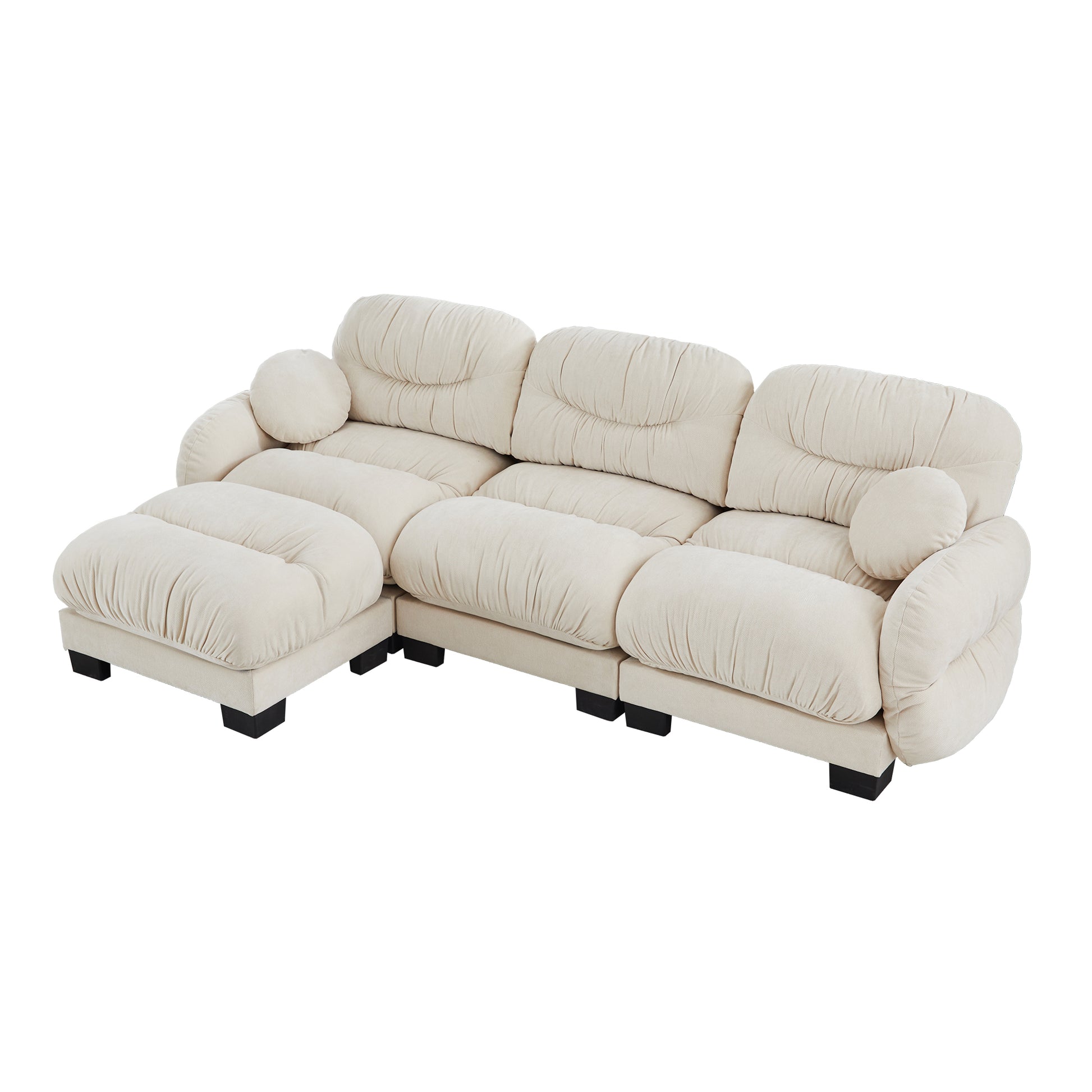 Seattle beige sectional sofa angled view isolated product image on white background