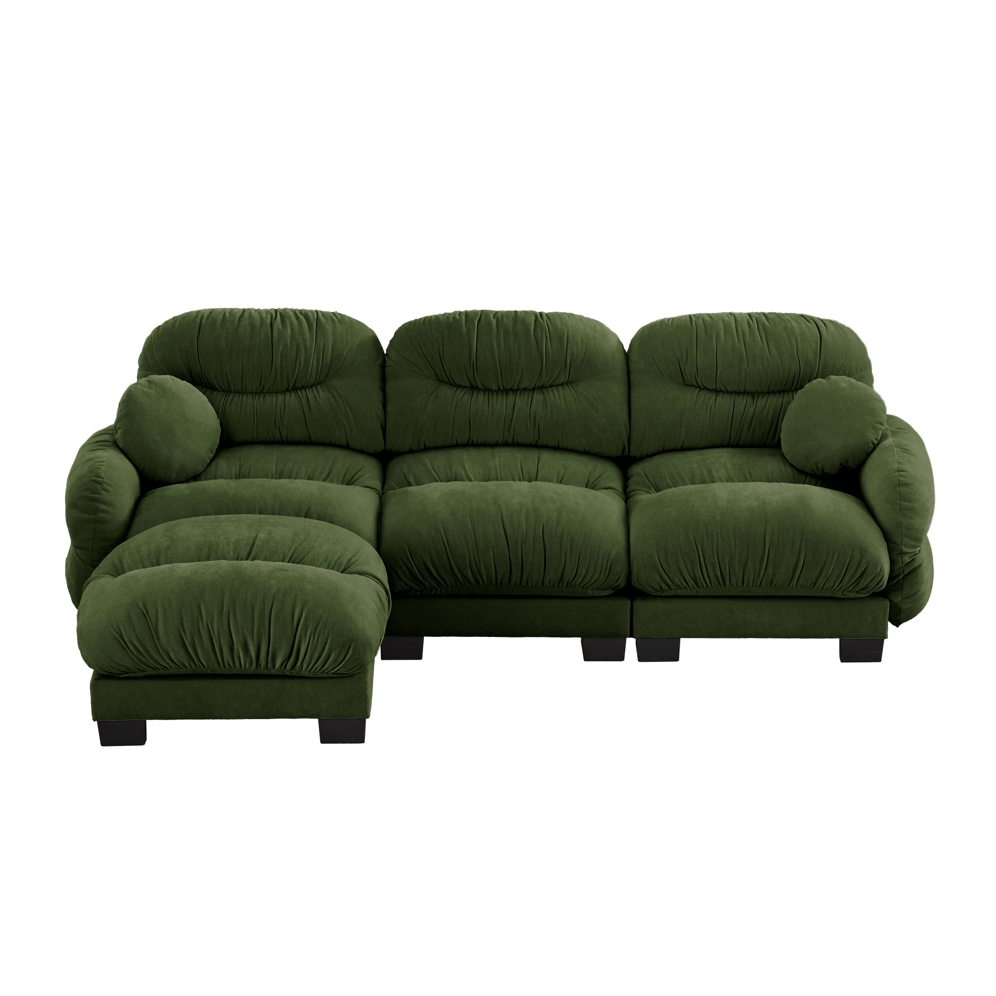 Seattle green sectional sofa front view isolated product image on white background