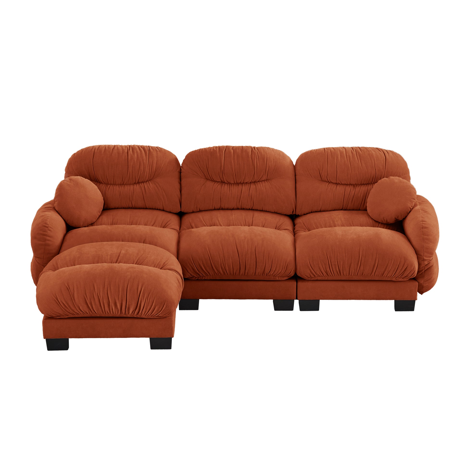Seattle orange sectional sofa showing front view isolated product image on white background