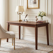 Skagen walnut office desk showing angled front view in a home office