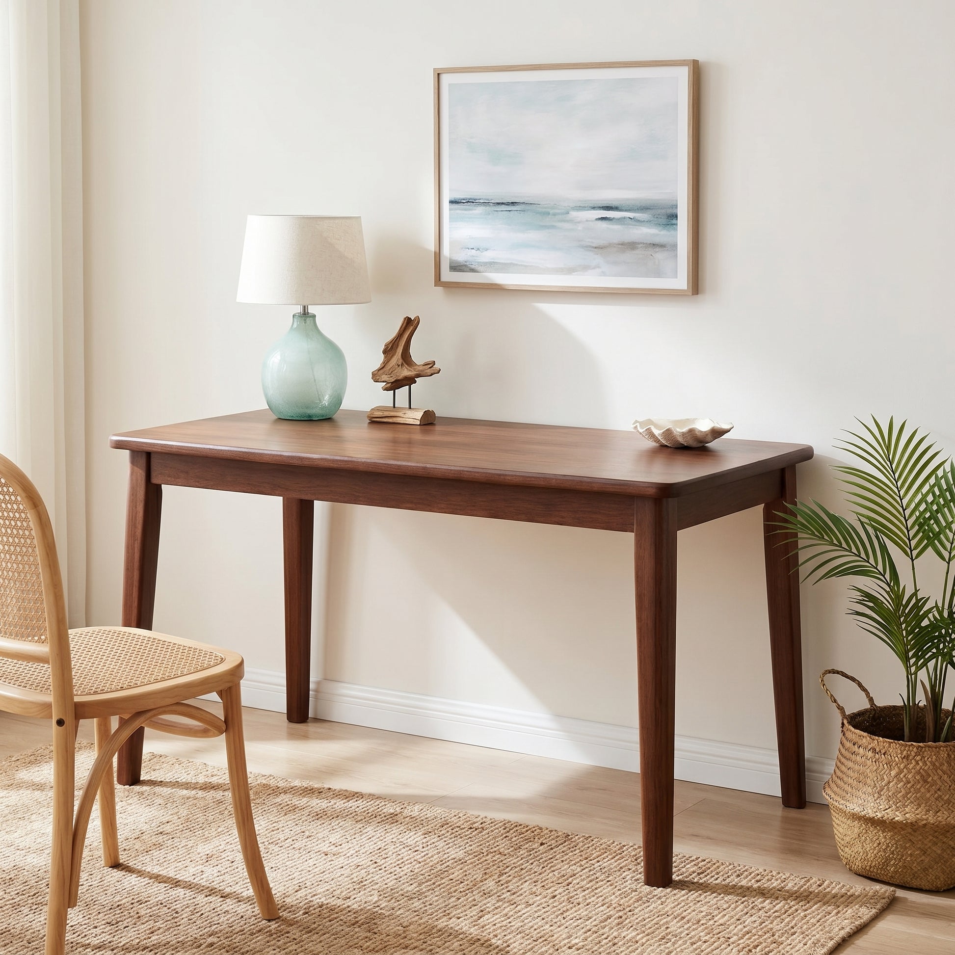 Skagen walnut office desk showing workspace near a window