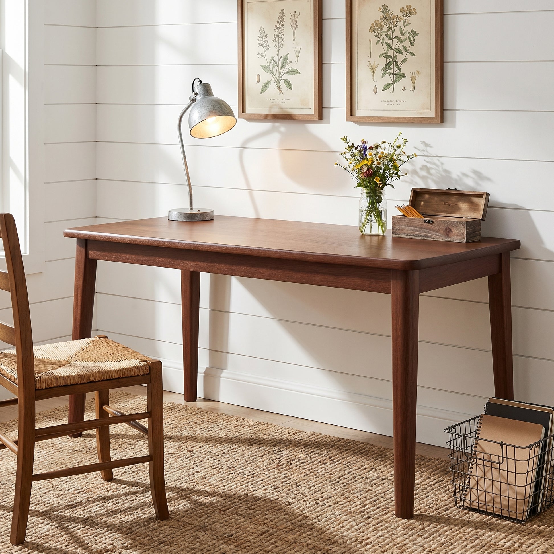 Skagen walnut office desk showing spacious work surface in a home office