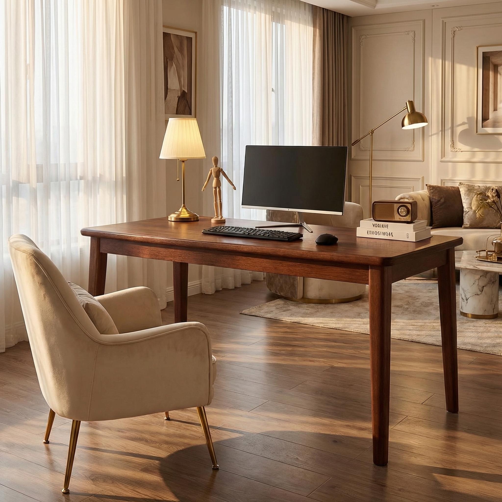 Skagen walnut office desk showing side angle in a modern workspace