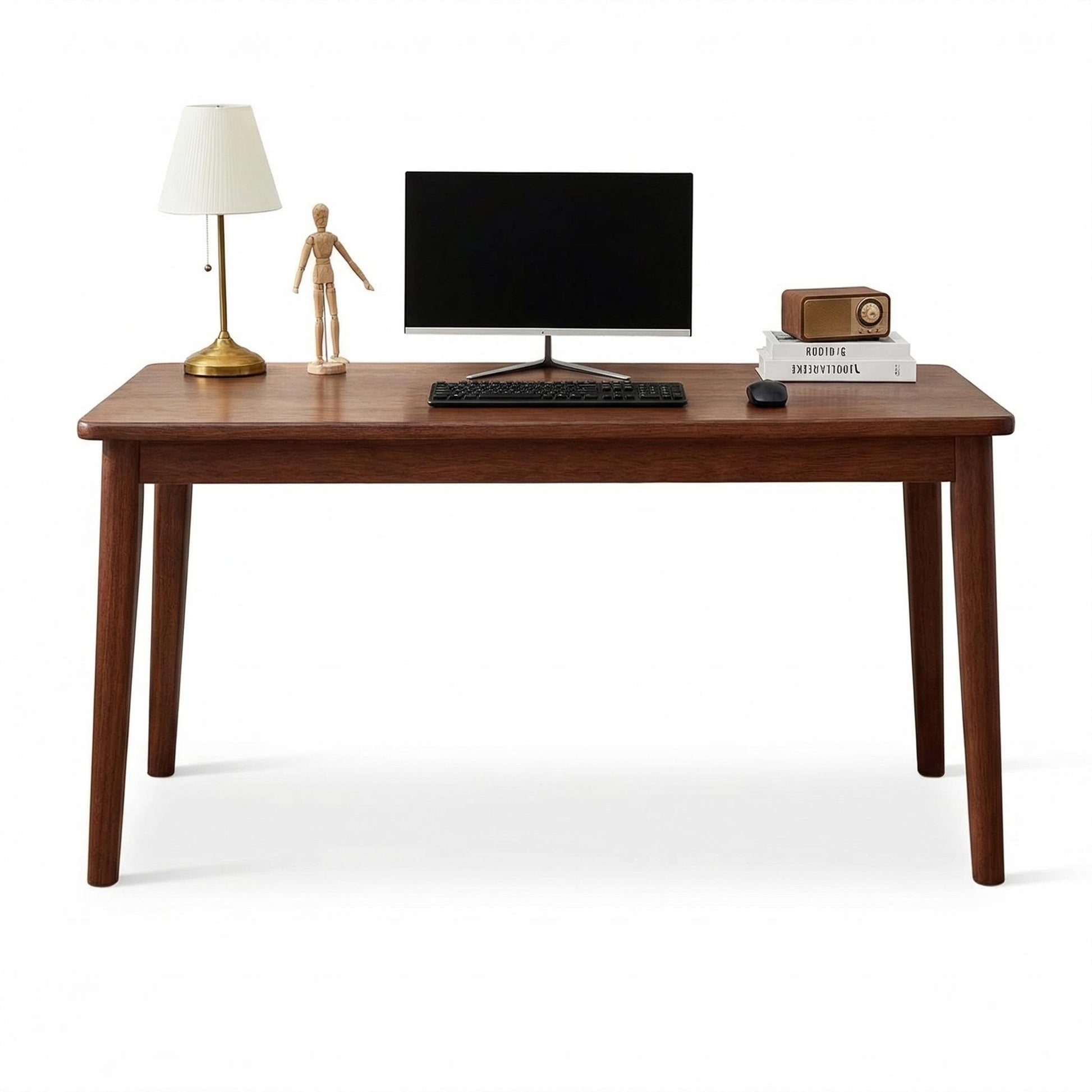 Skagen walnut office desk showing front view isolated on white background