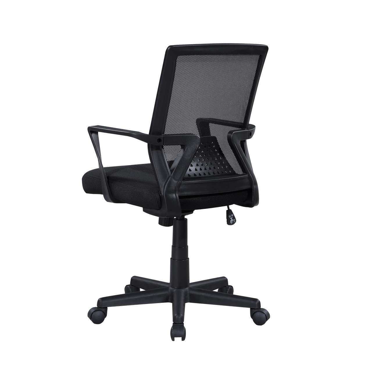 Skye black office chair showing rear angled isolated product image on white background