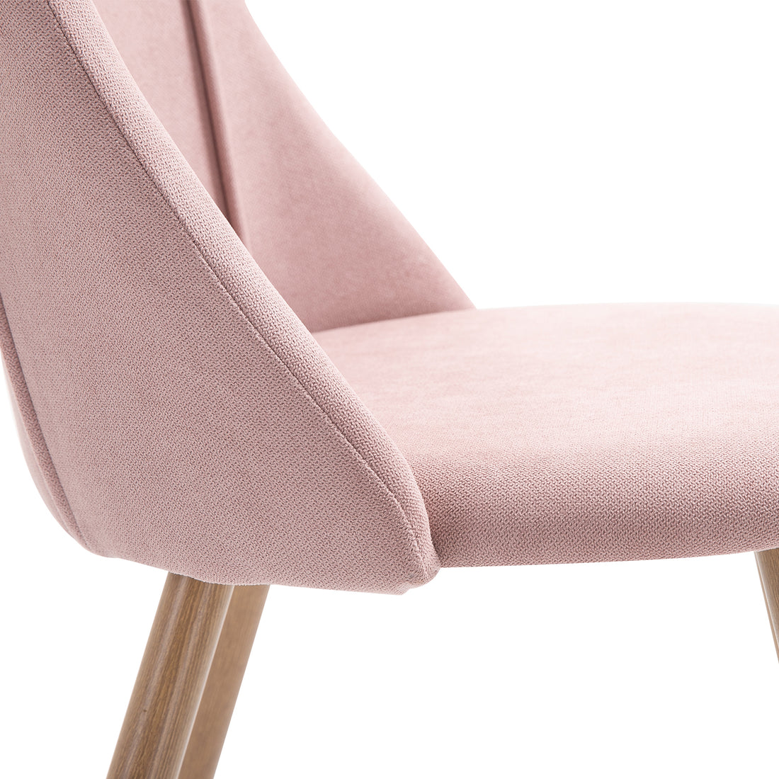 Smeg beige upholstered dining chair showing fabric texture, piped edge and curved seat detail