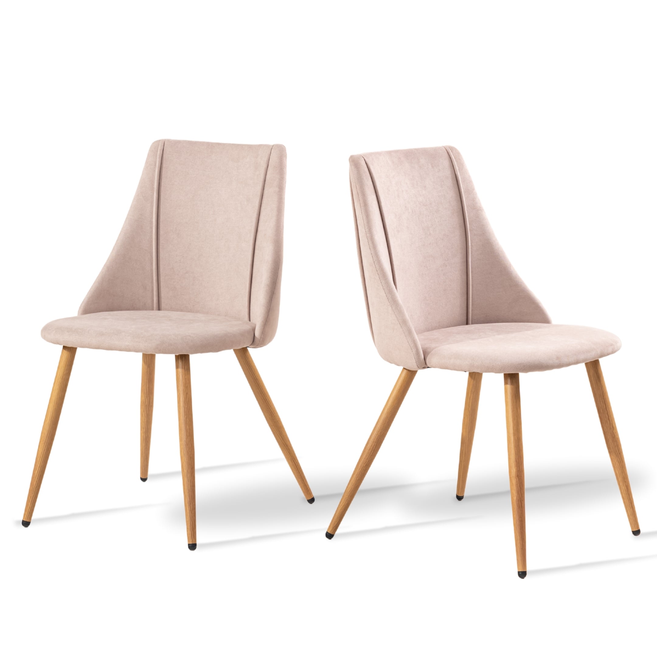 Smeg beige upholstered dining chairs set of 2 on white background