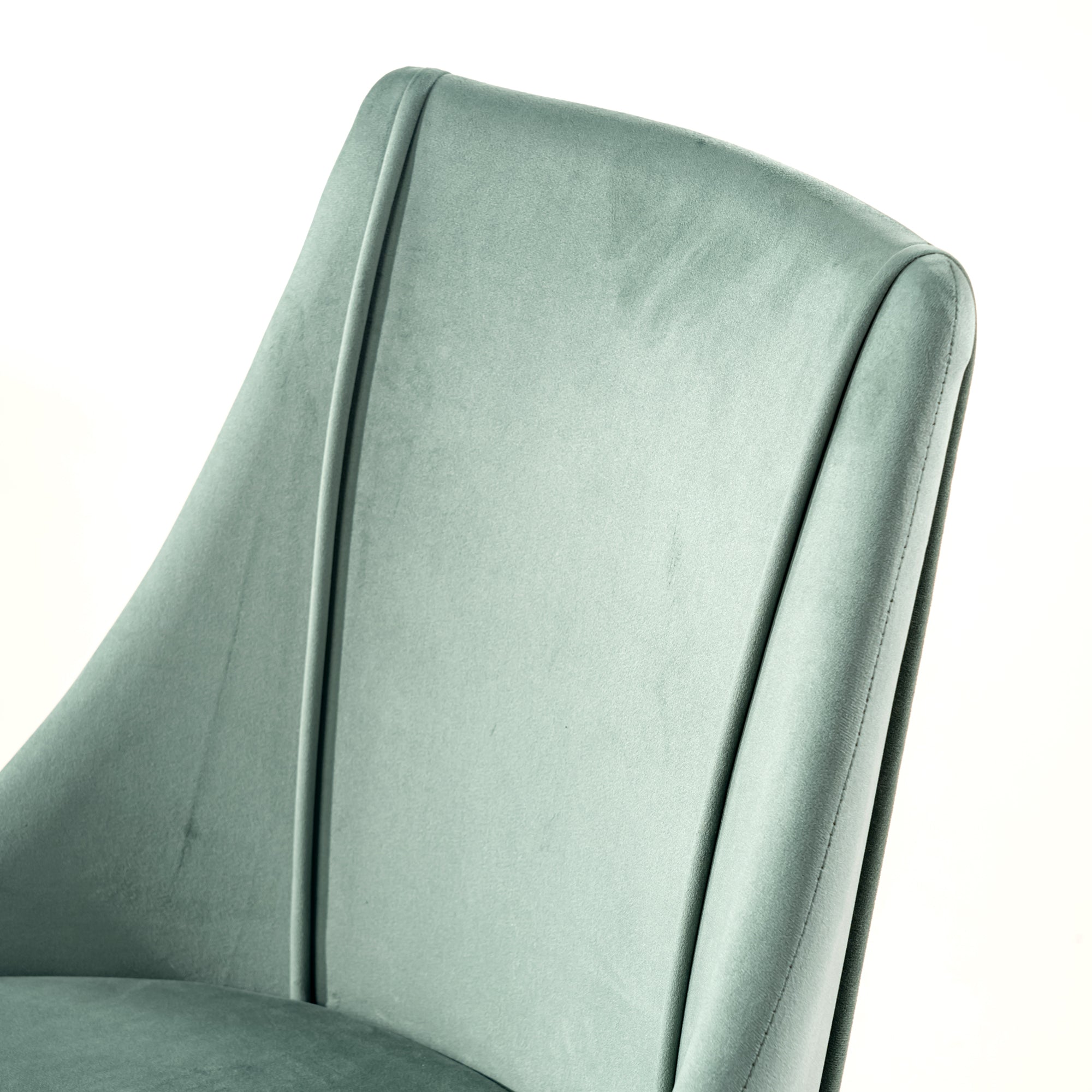Smeg cactus green upholstered dining chair showing padded high back detail