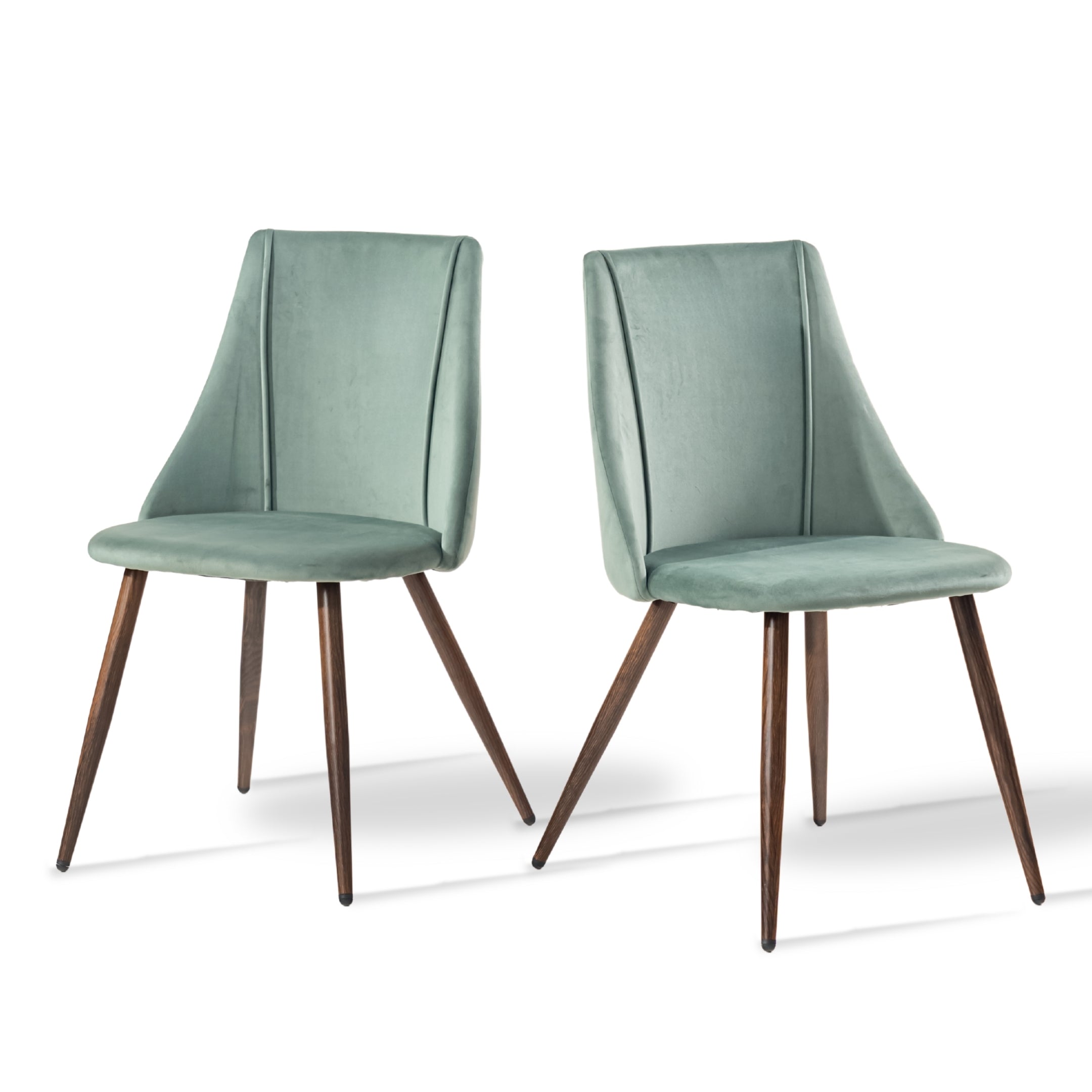 Smeg cactus green upholstered dining chairs set of 2 front view on white background