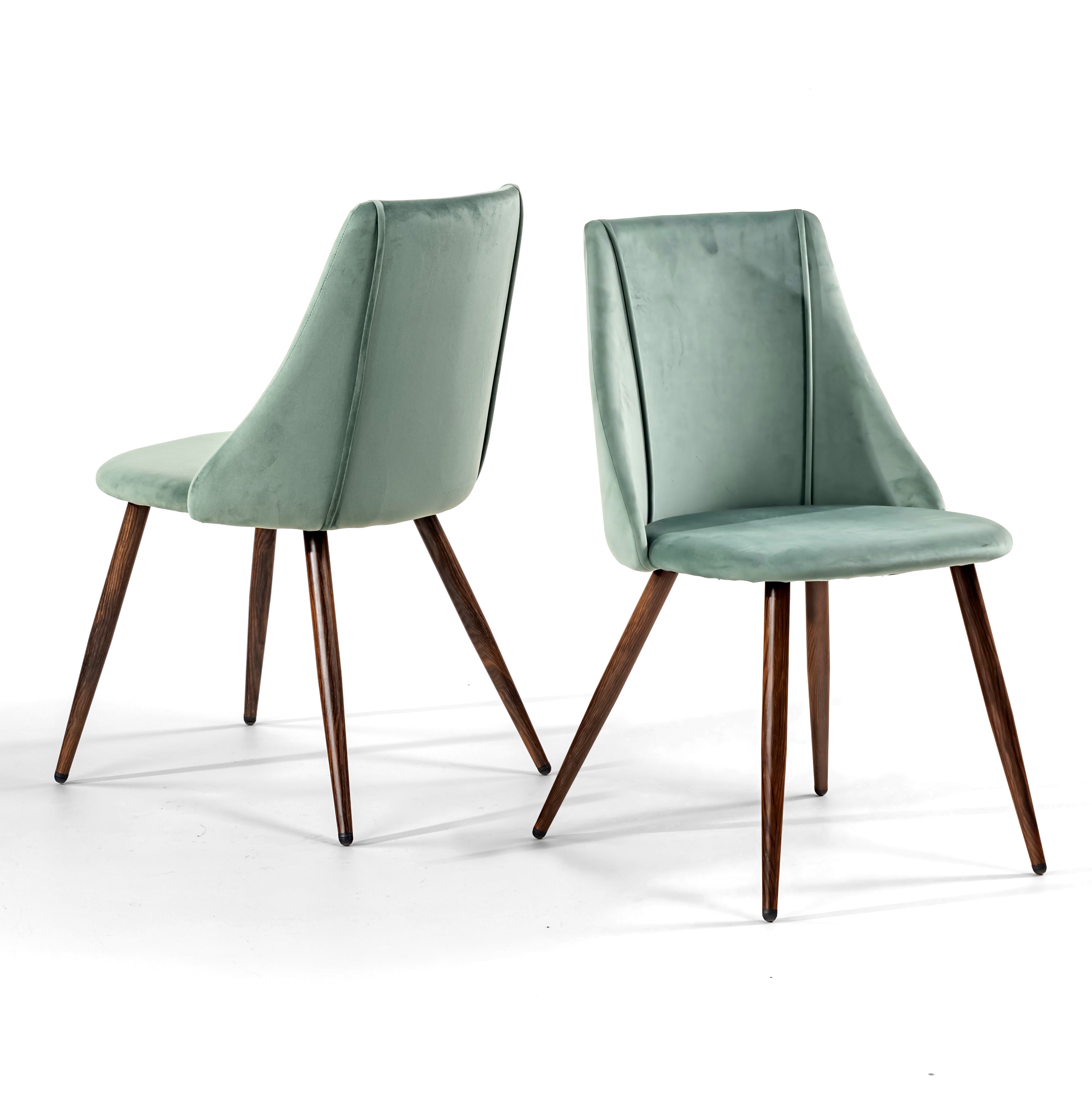 Smeg cactus green upholstered dining chairs set of 2 rear angled view on white background