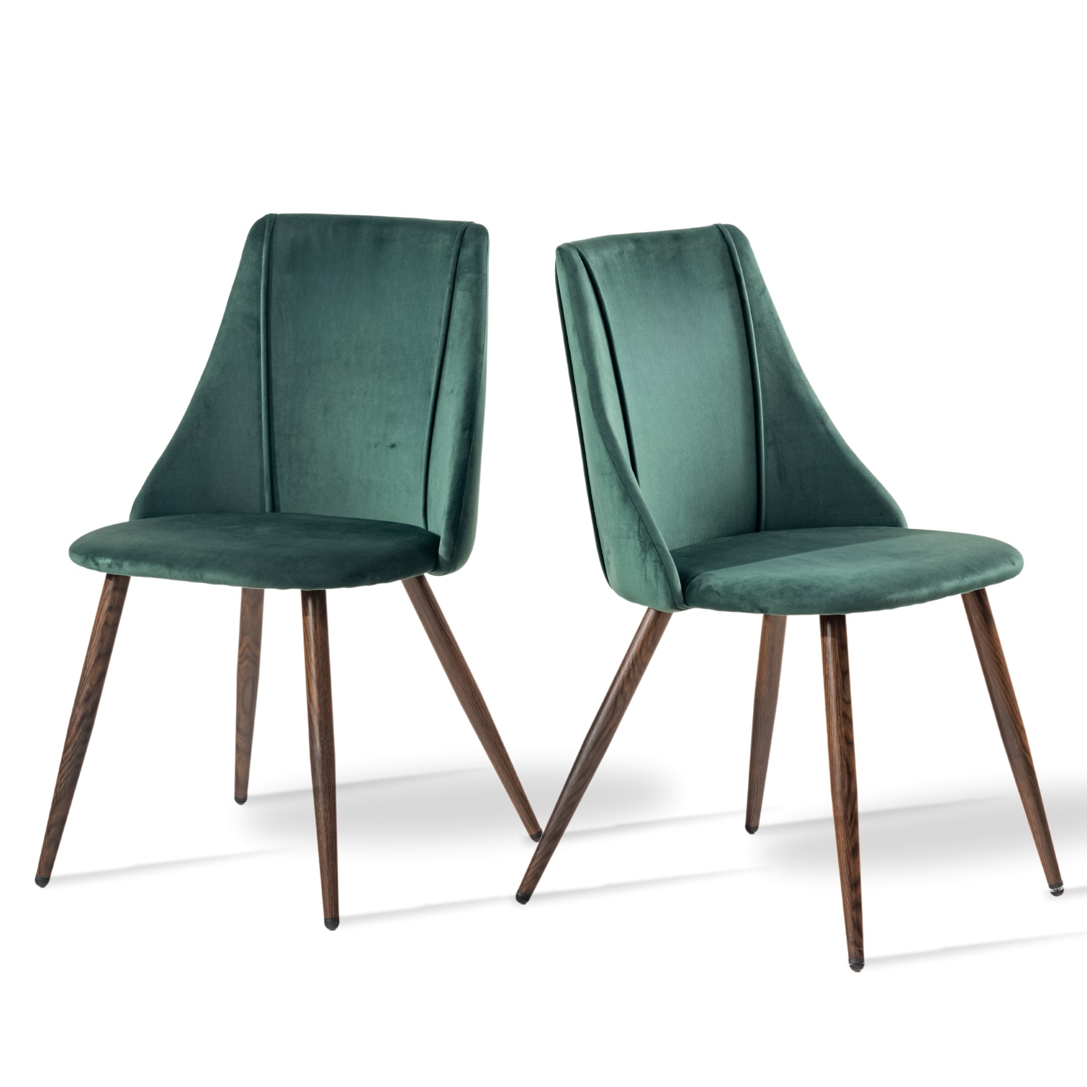 Smeg dark green upholstered dining chairs set of 2 rear angled view on white background