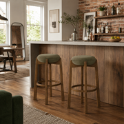 Soave 30" Solid Rubberwood Backless Upholstered Bar Height Stools Set of 2