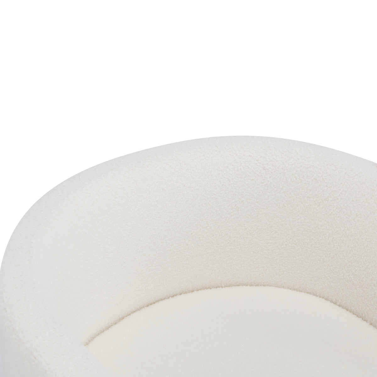 Soca white dining armchair showing curved upholstered seat edge detail