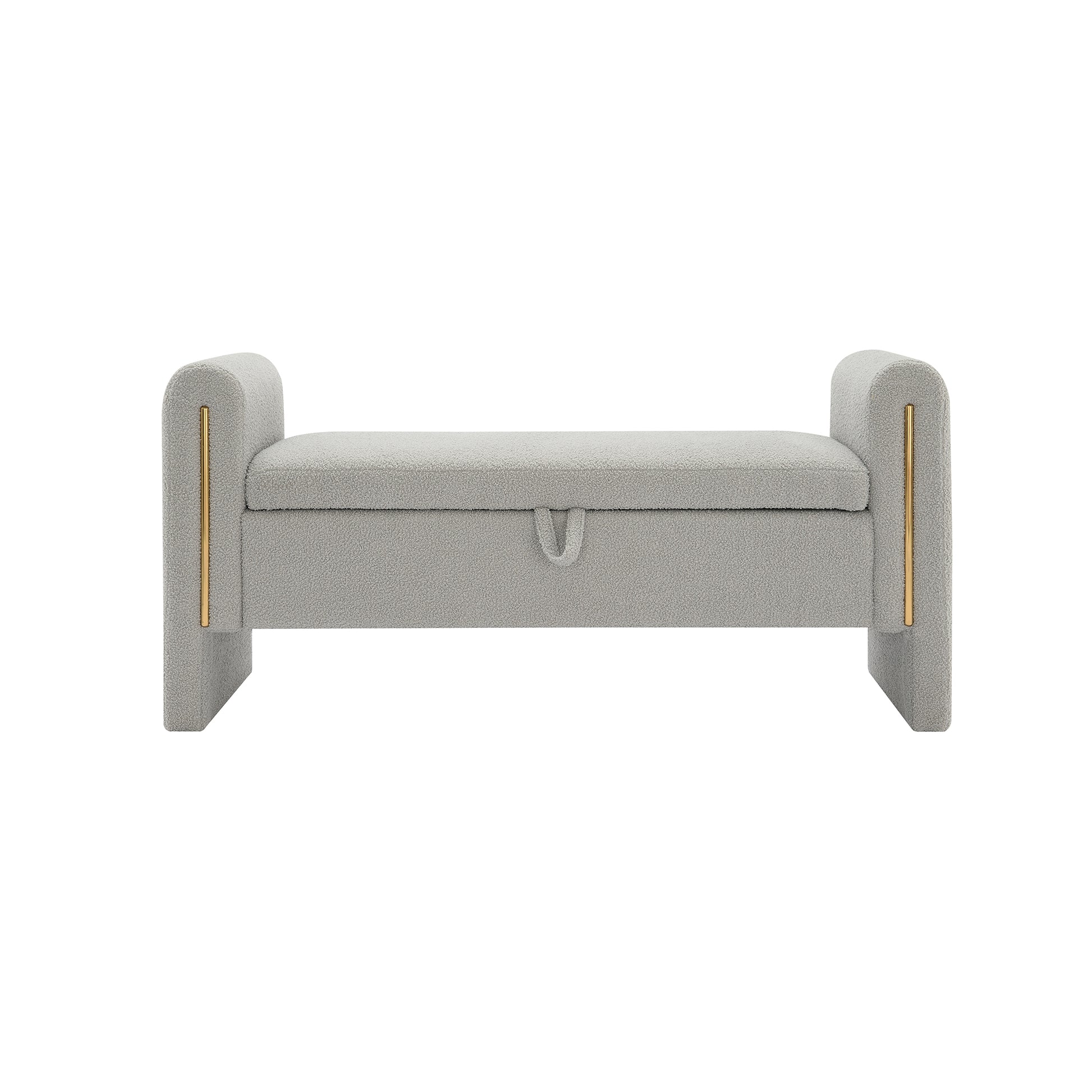 Solvik gray storage bench showing front view isolated product image on white background