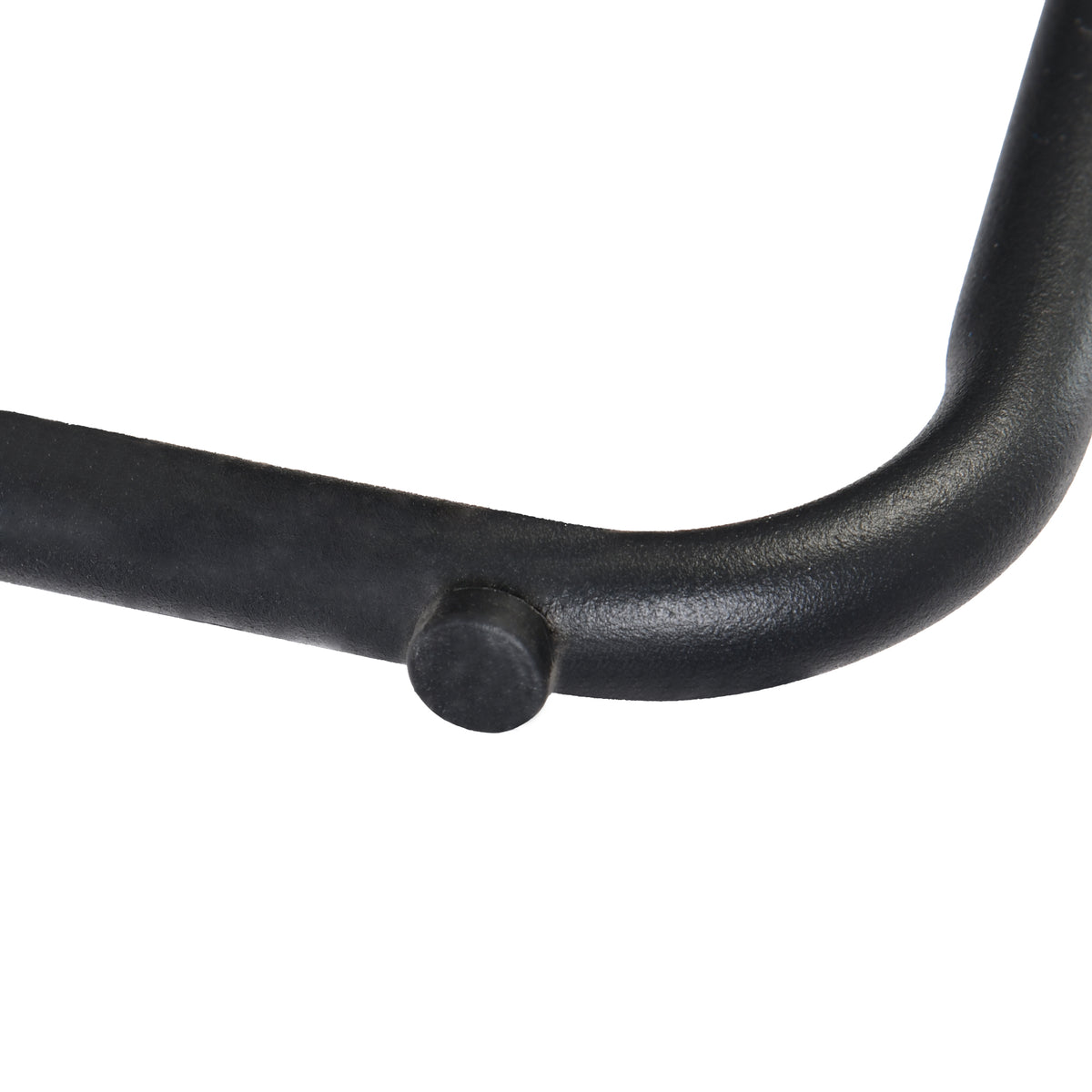 Steffen brown dining chair showing black metal sled base and floor protector detail