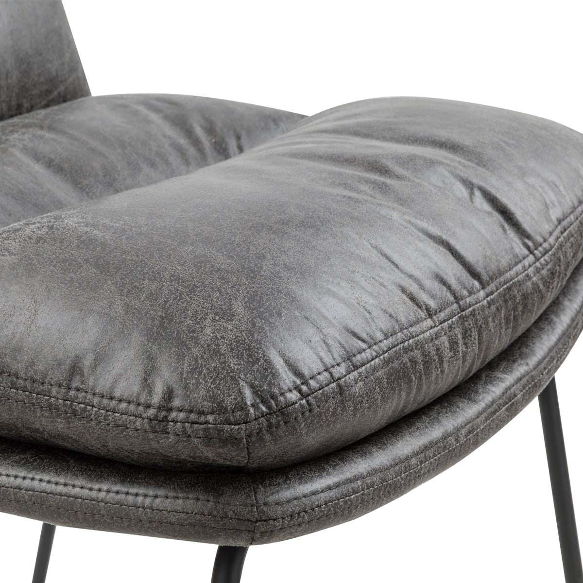 Steffen grey dining chair showing pillow top seat cushion detail