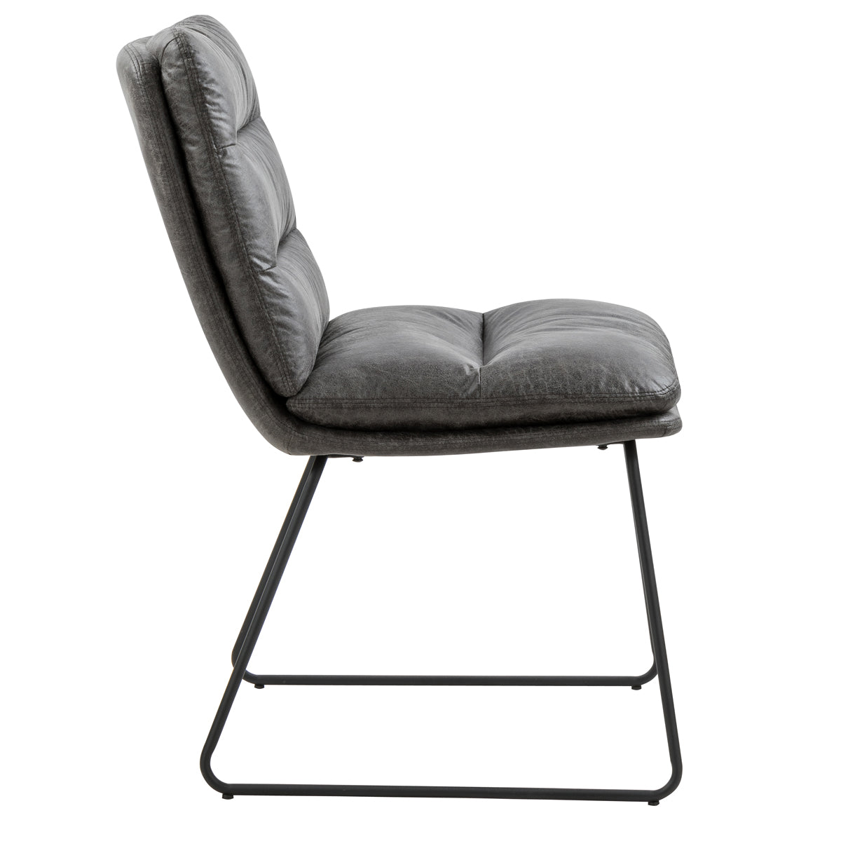 Steffen grey dining chair showing side view on white background