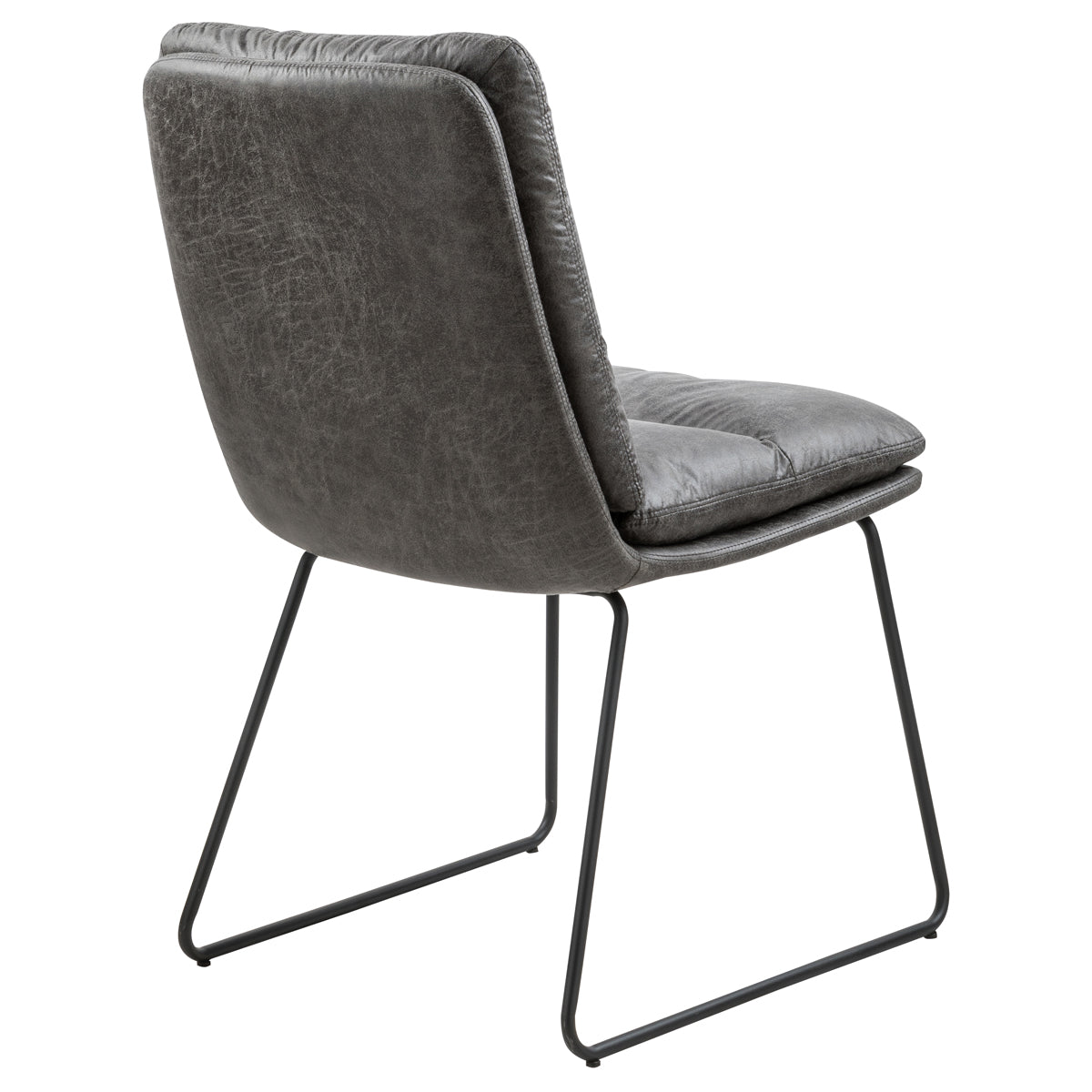 Steffen grey dining chair showing angled rear view on white background