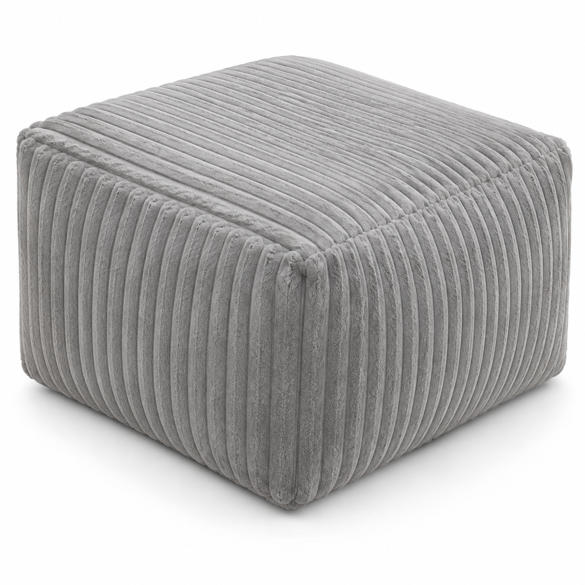 Stonebrook light grey floor lounger chair showing corduroy upholstery detail