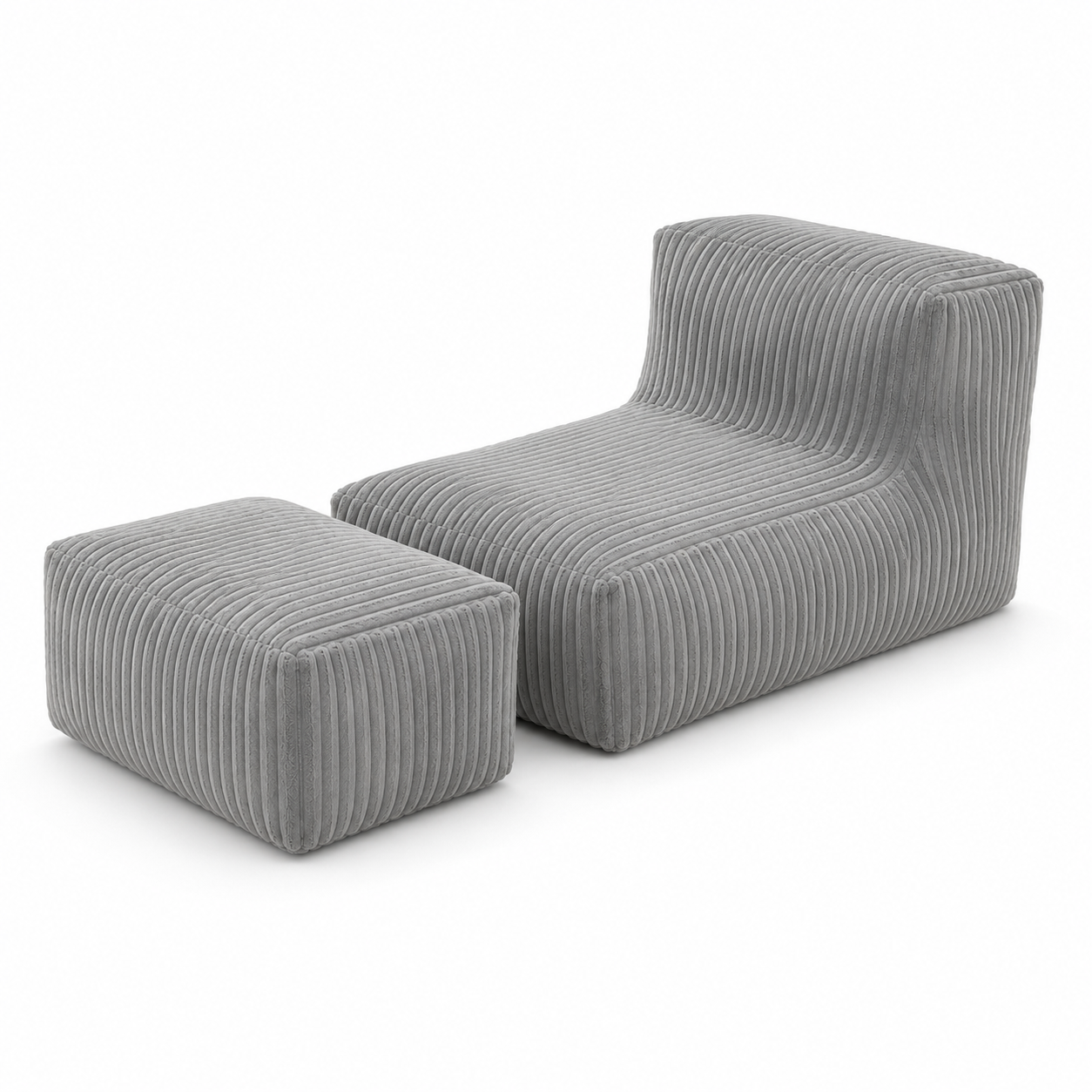 Stonebrook light grey floor lounger chair showing three quarter view isolated on white background